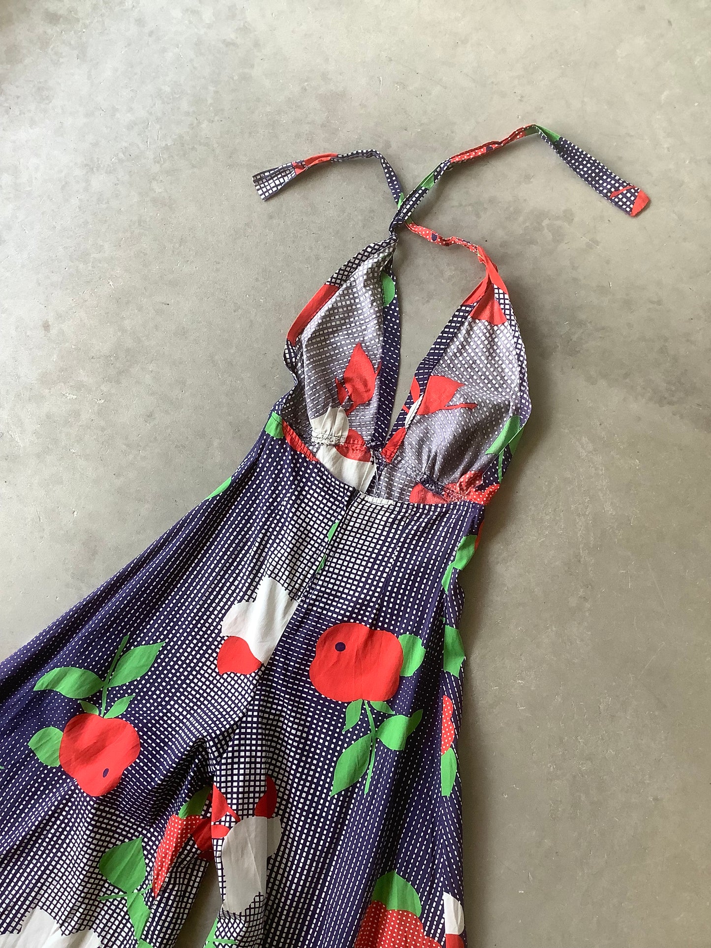 1970s cotton halter one-piece