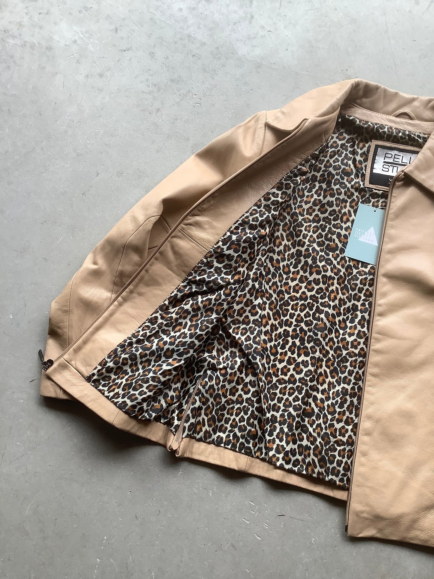 Tan Fitted leather Jacket
