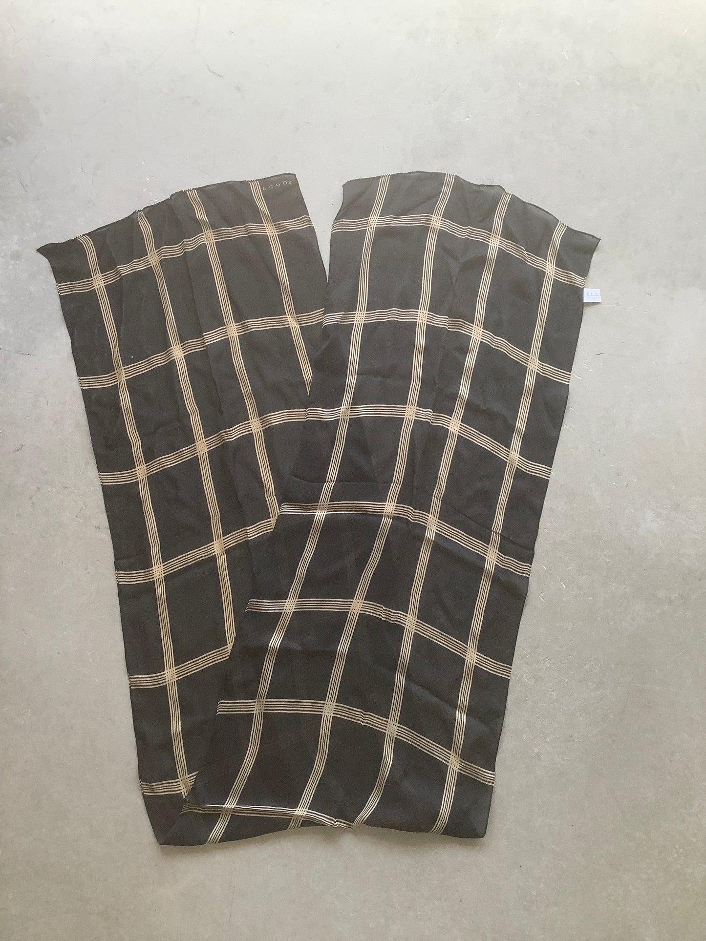 Black and Tan silk long scarf