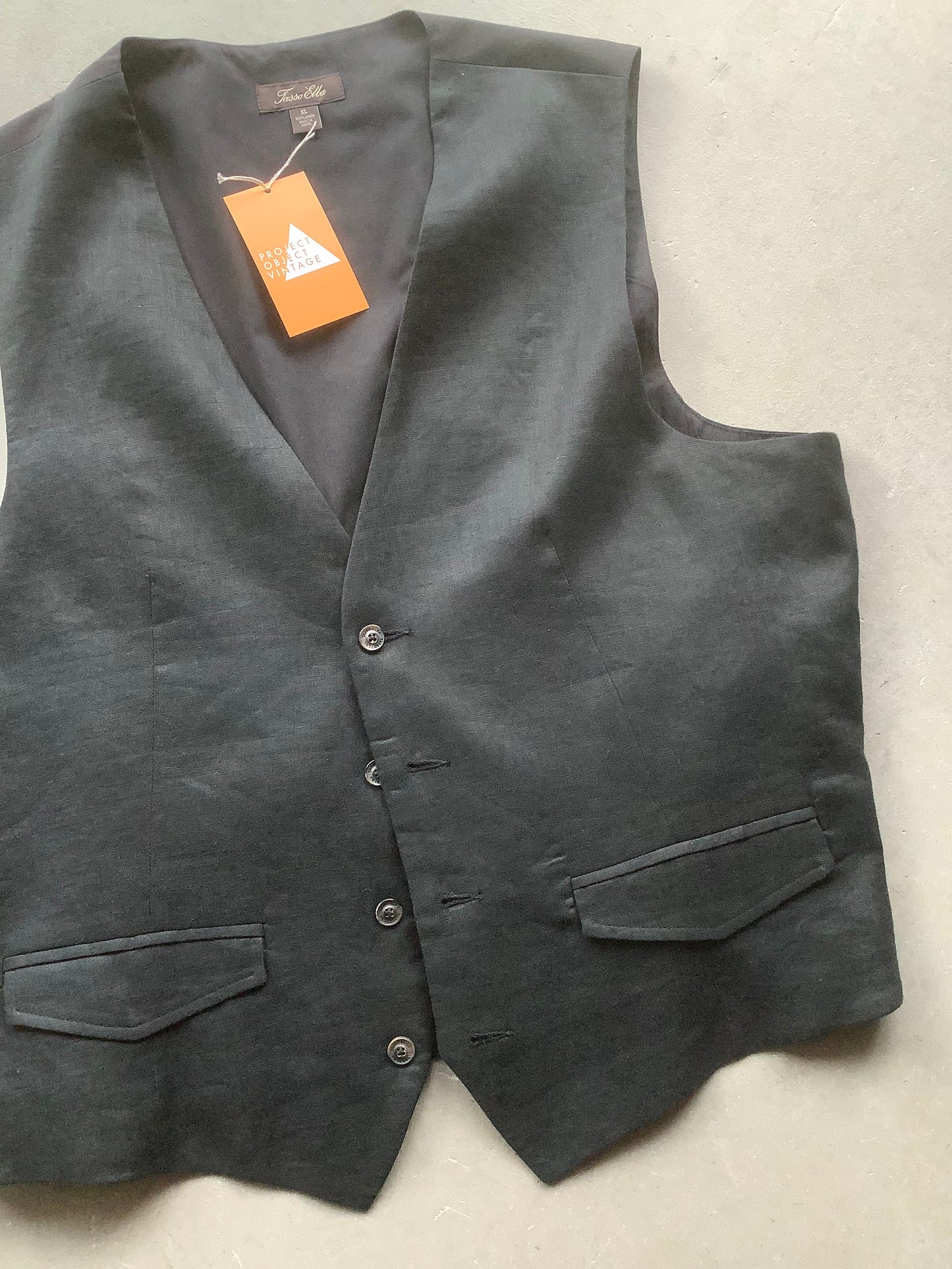 Black linen waistcoat vest