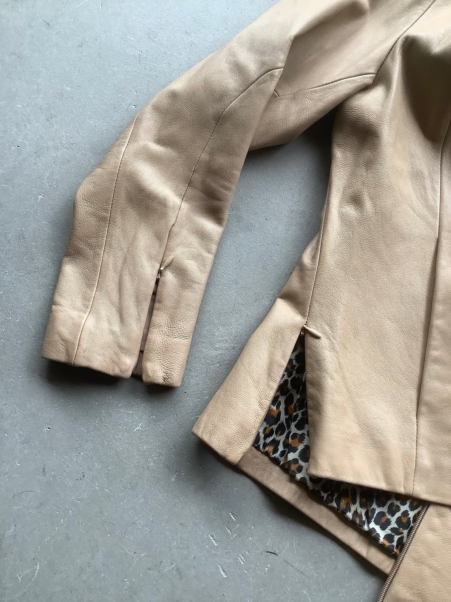 Tan Fitted leather Jacket