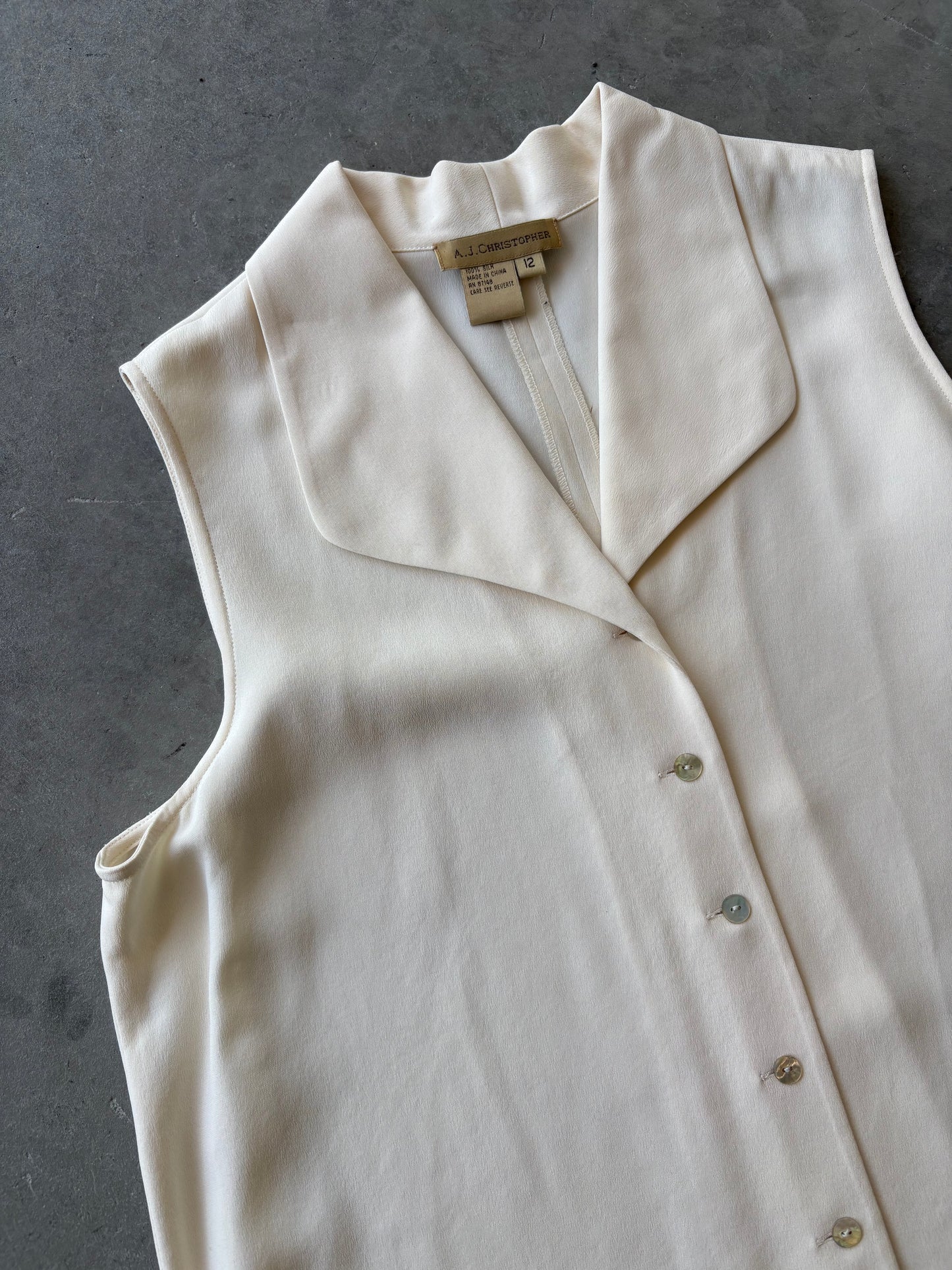Cream brushed silk blouse