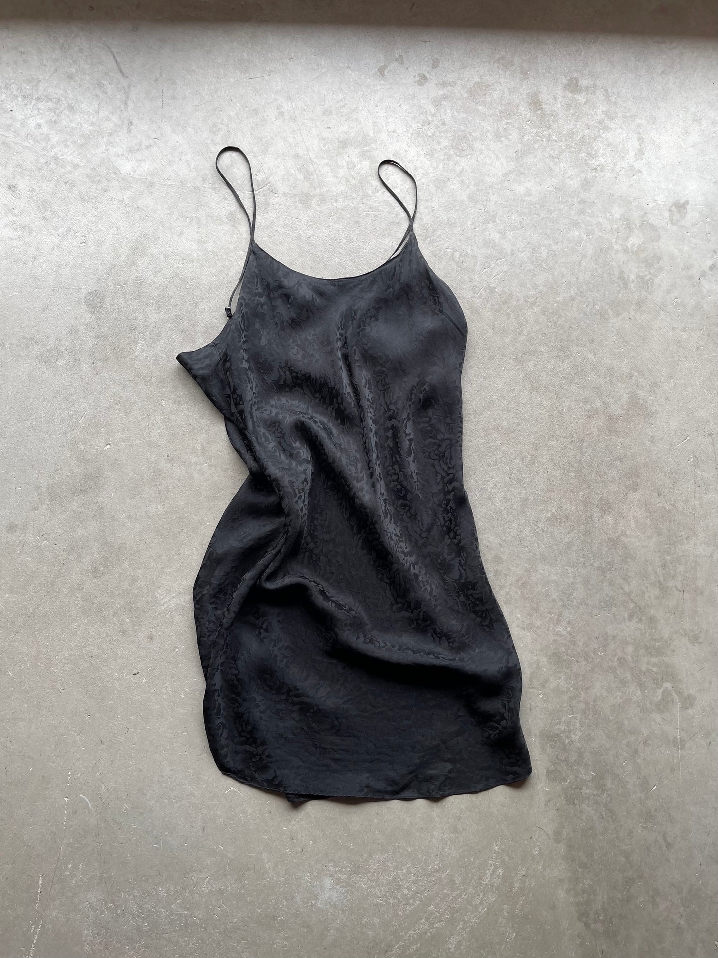 Black silk slip dress