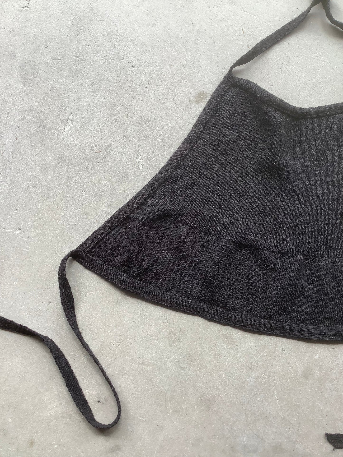 Black knit 1970s halter top