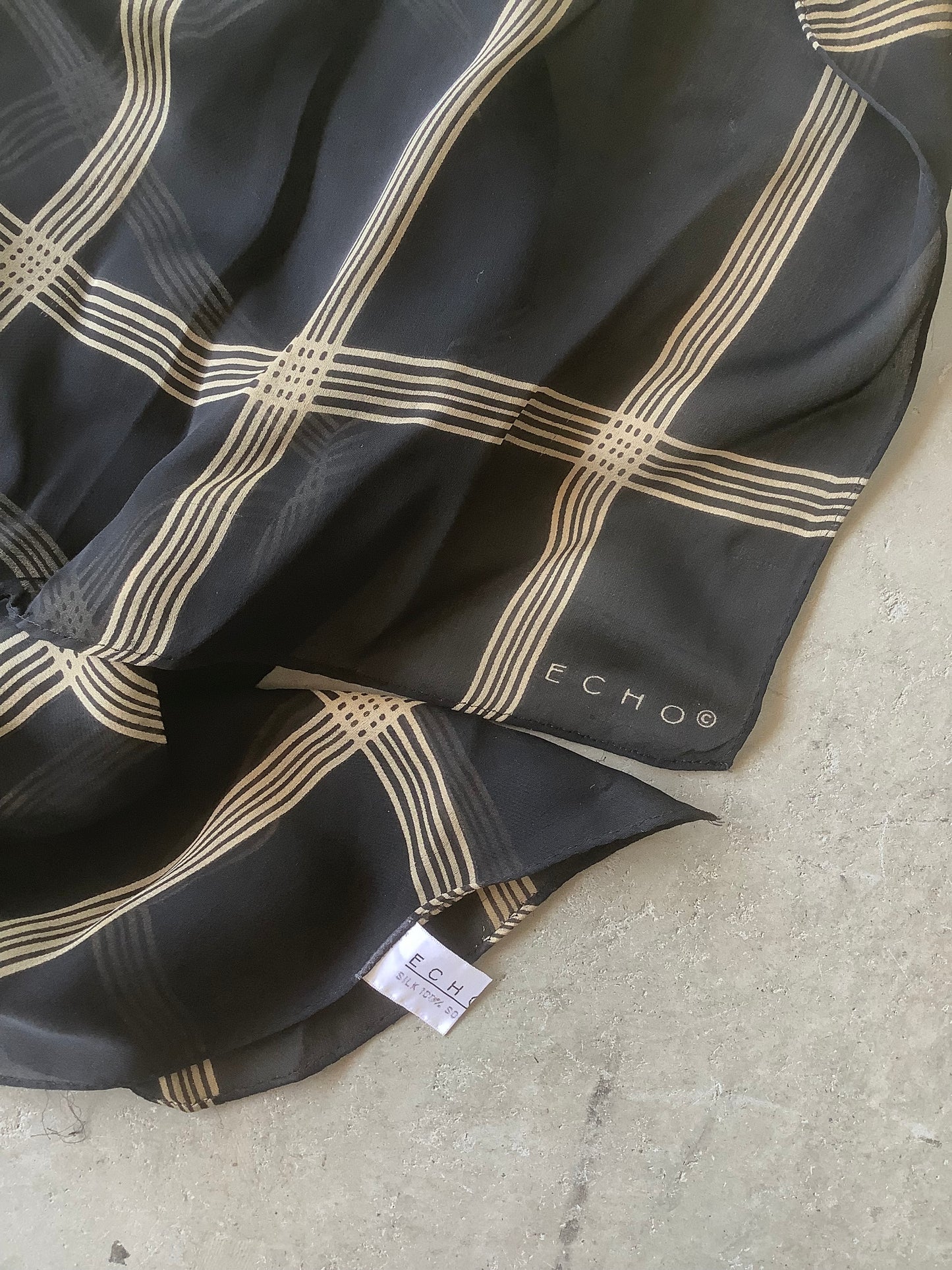 Black and Tan silk long scarf