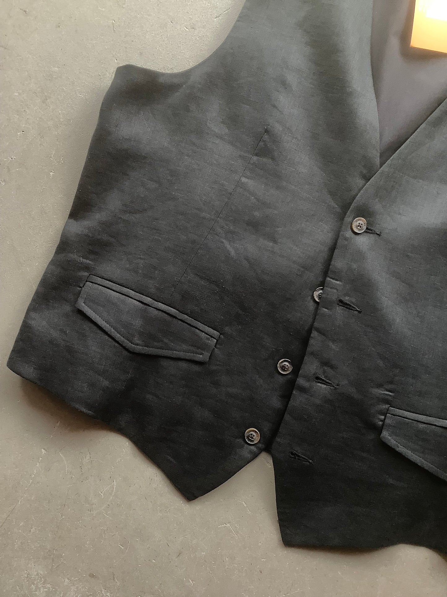 Black linen waistcoat vest