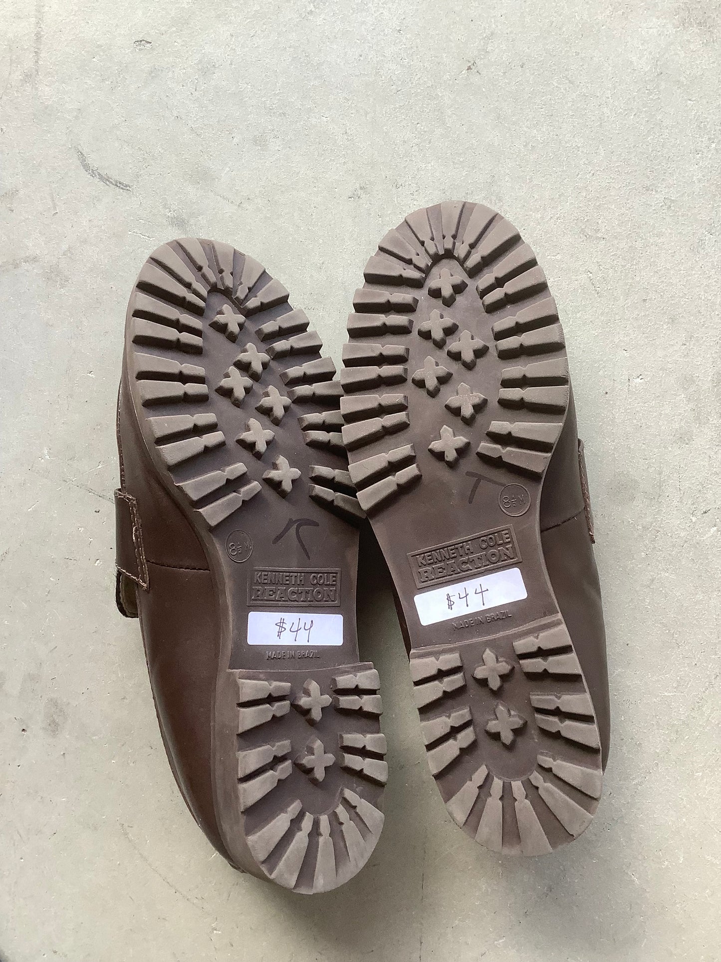 Brown pony hair leather loafers US 8.5