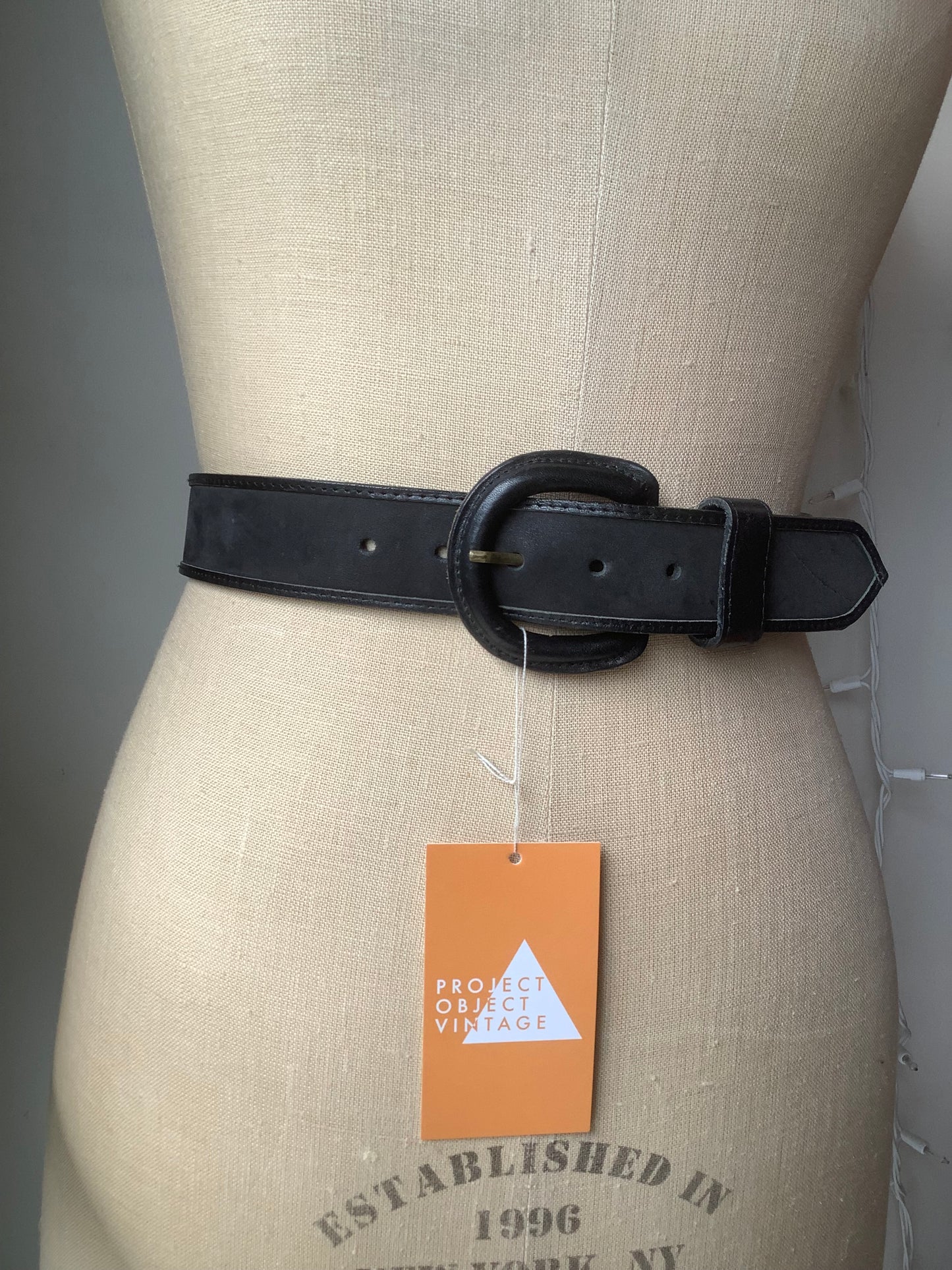 All black leather belt