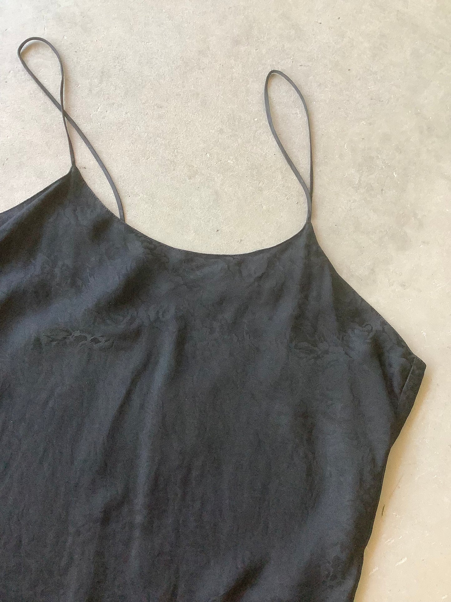 Black silk slip dress