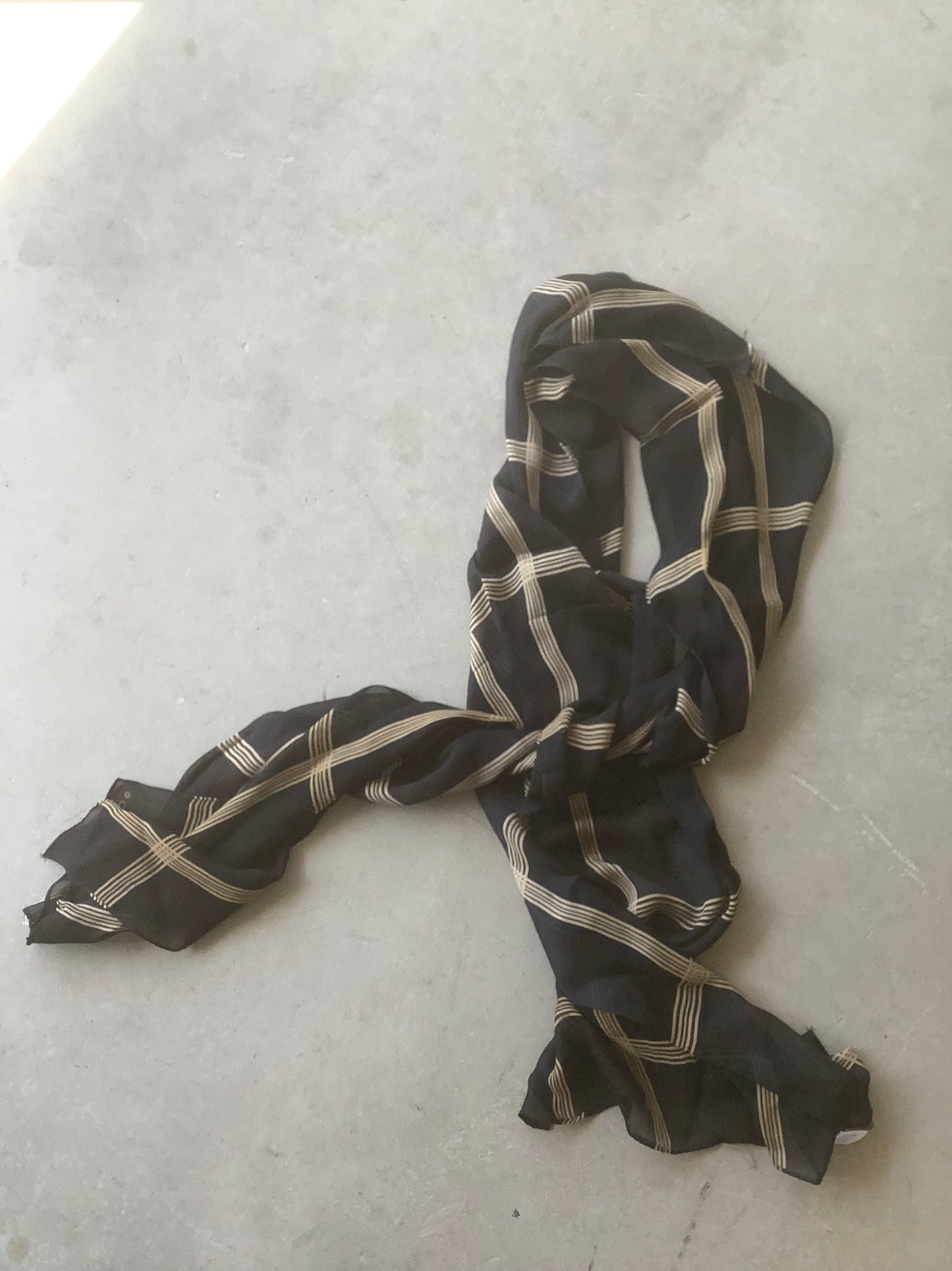 Black and Tan silk long scarf