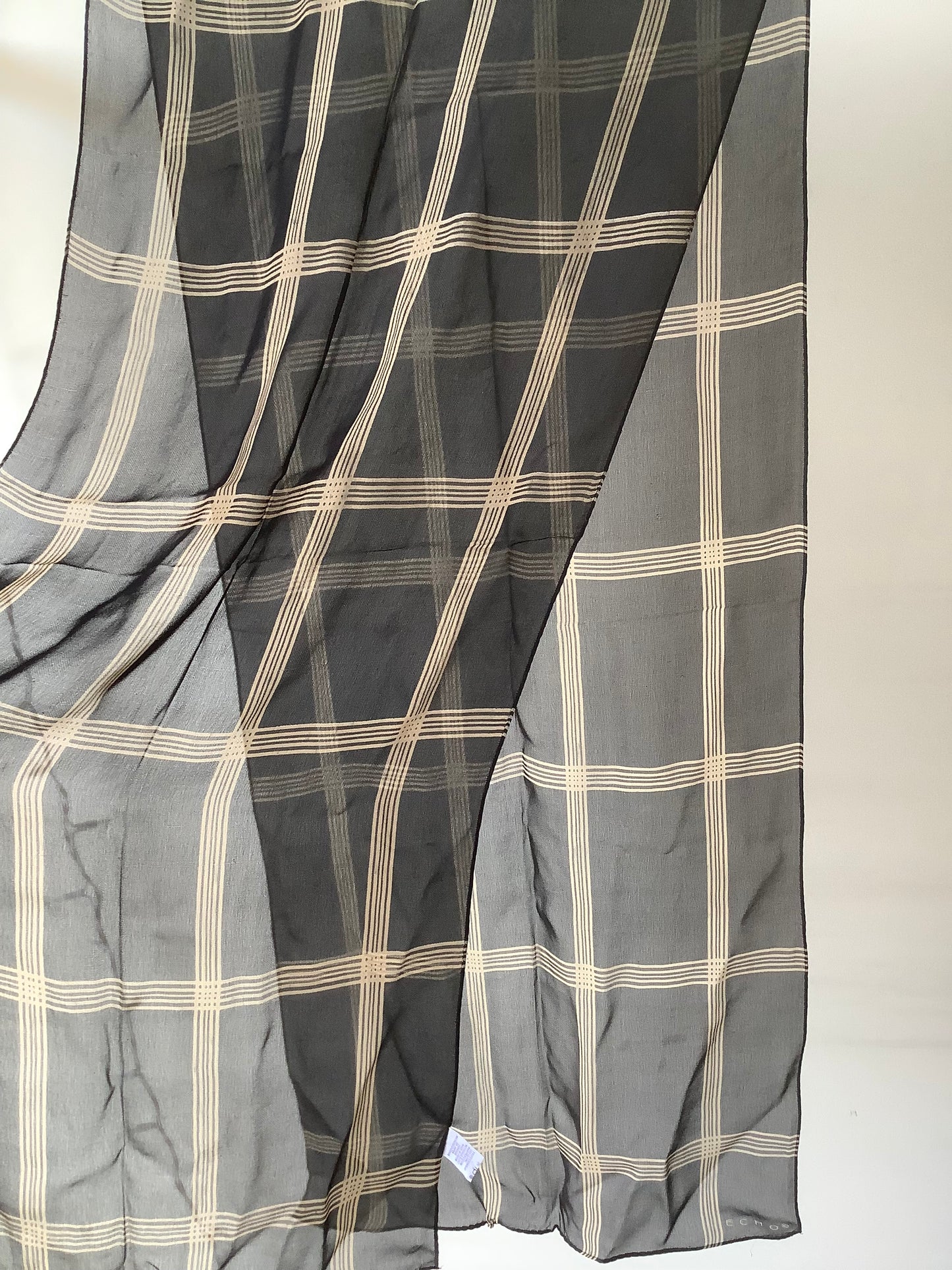 Black and Tan silk long scarf