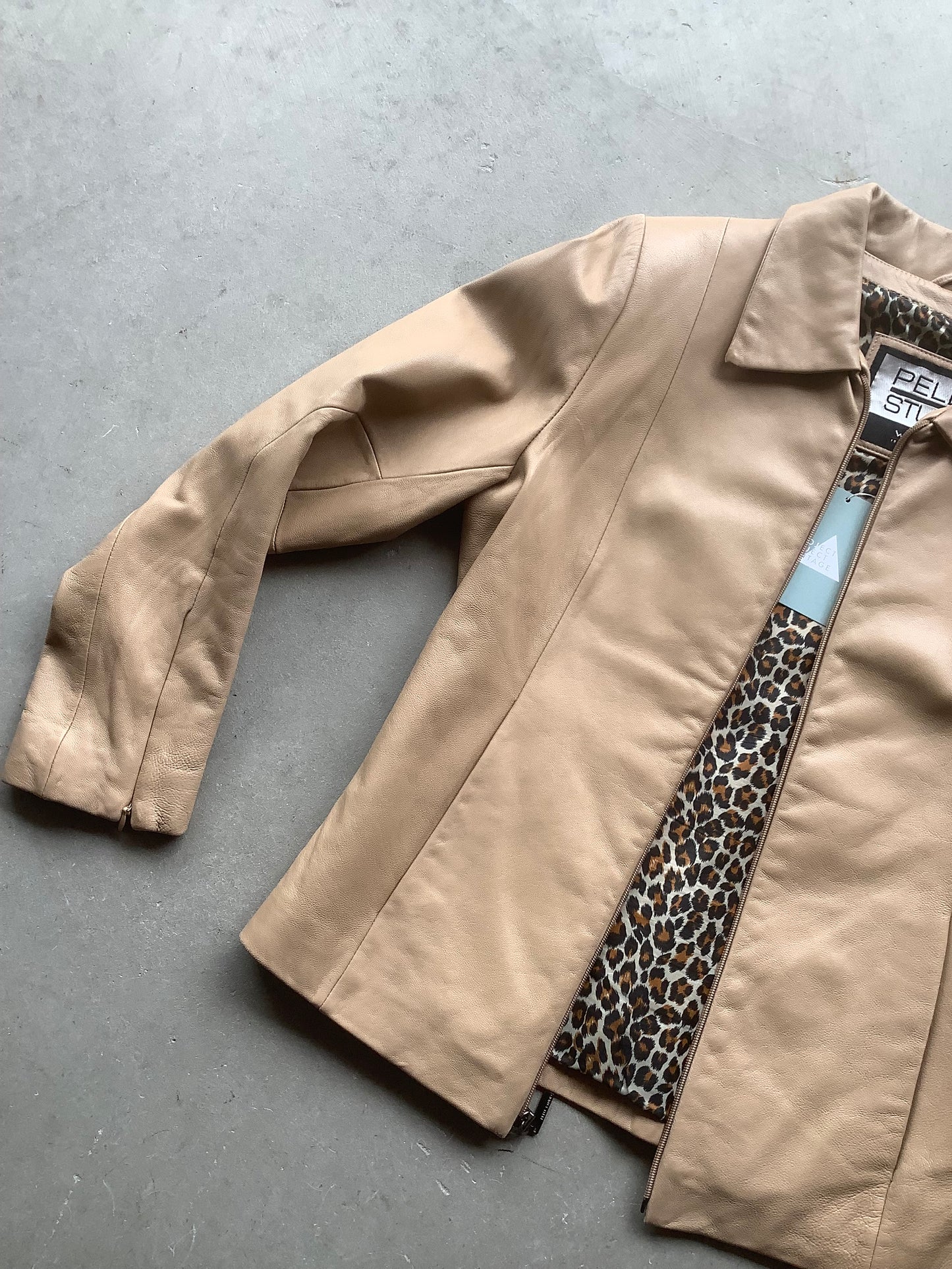 Tan Fitted leather Jacket
