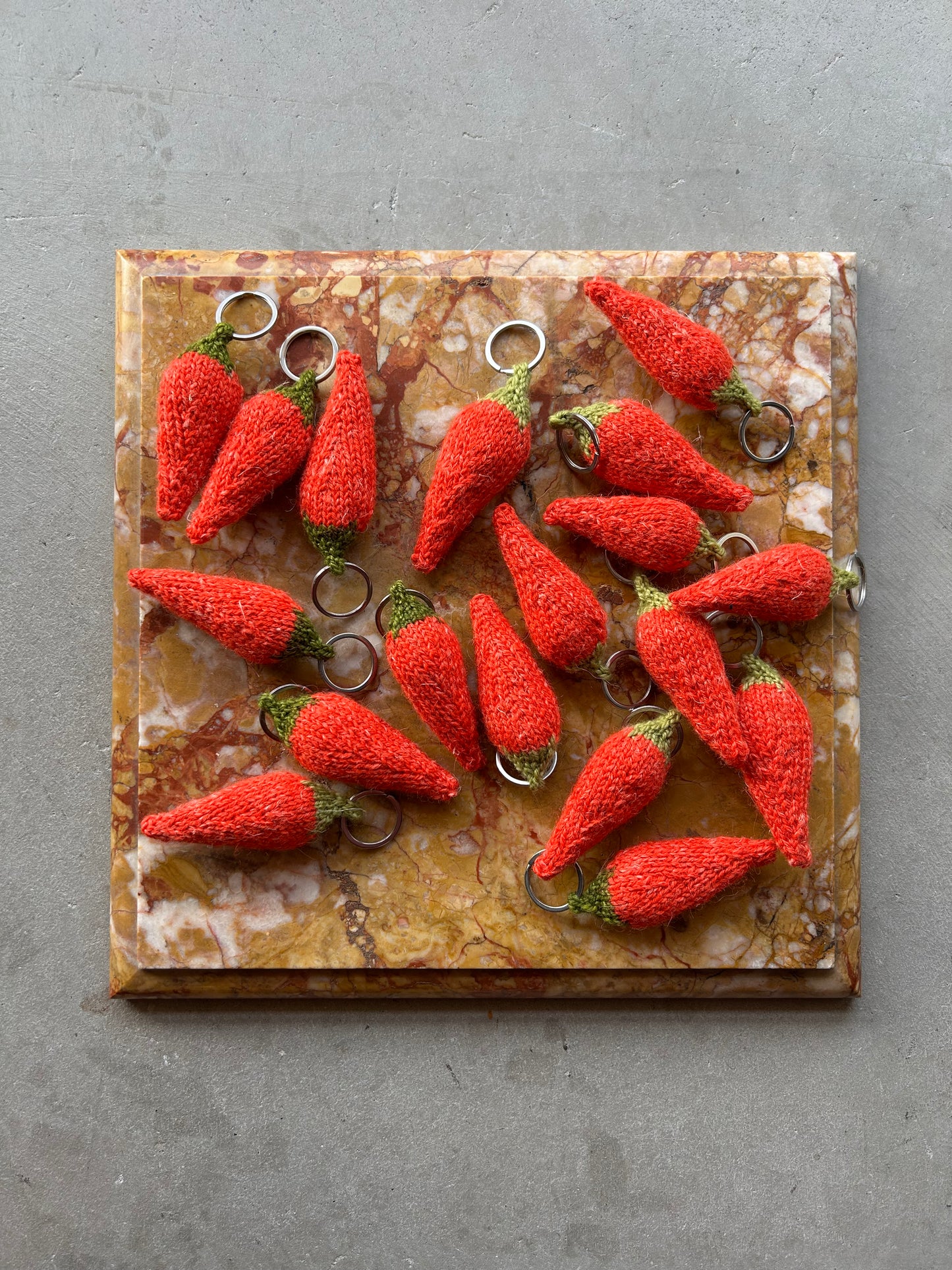 Knit chili pepper bag charm