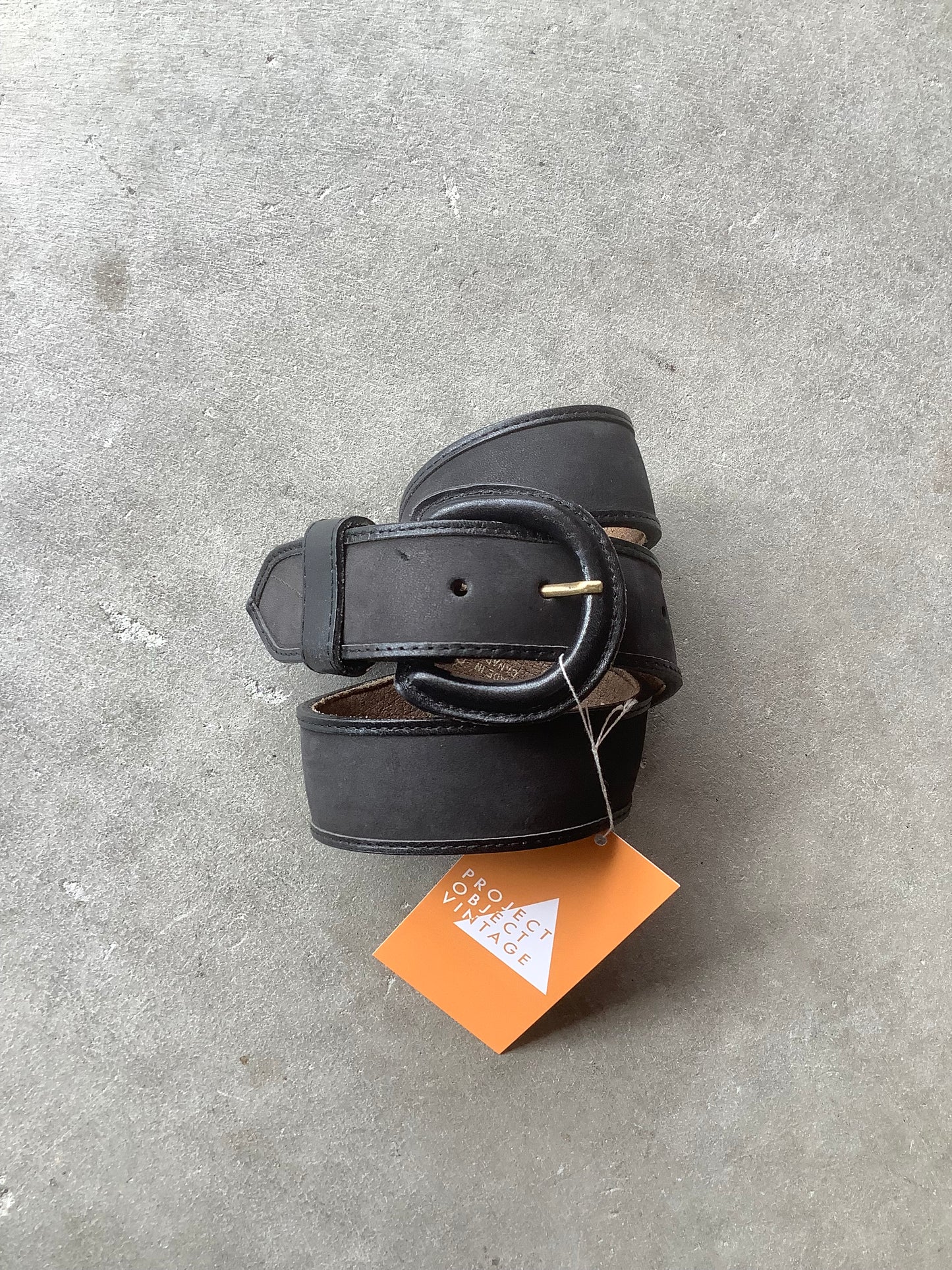 All black leather belt