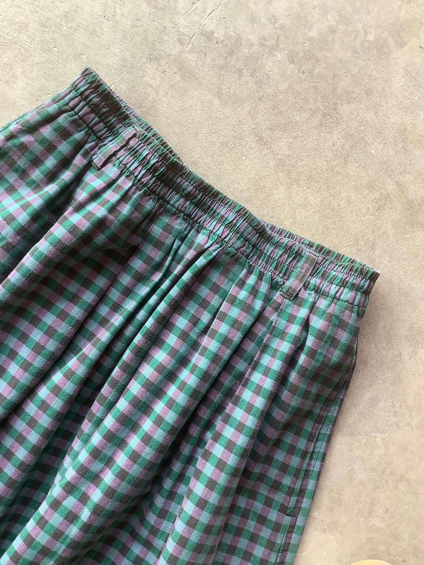 Green cotton gingham Midi skirt