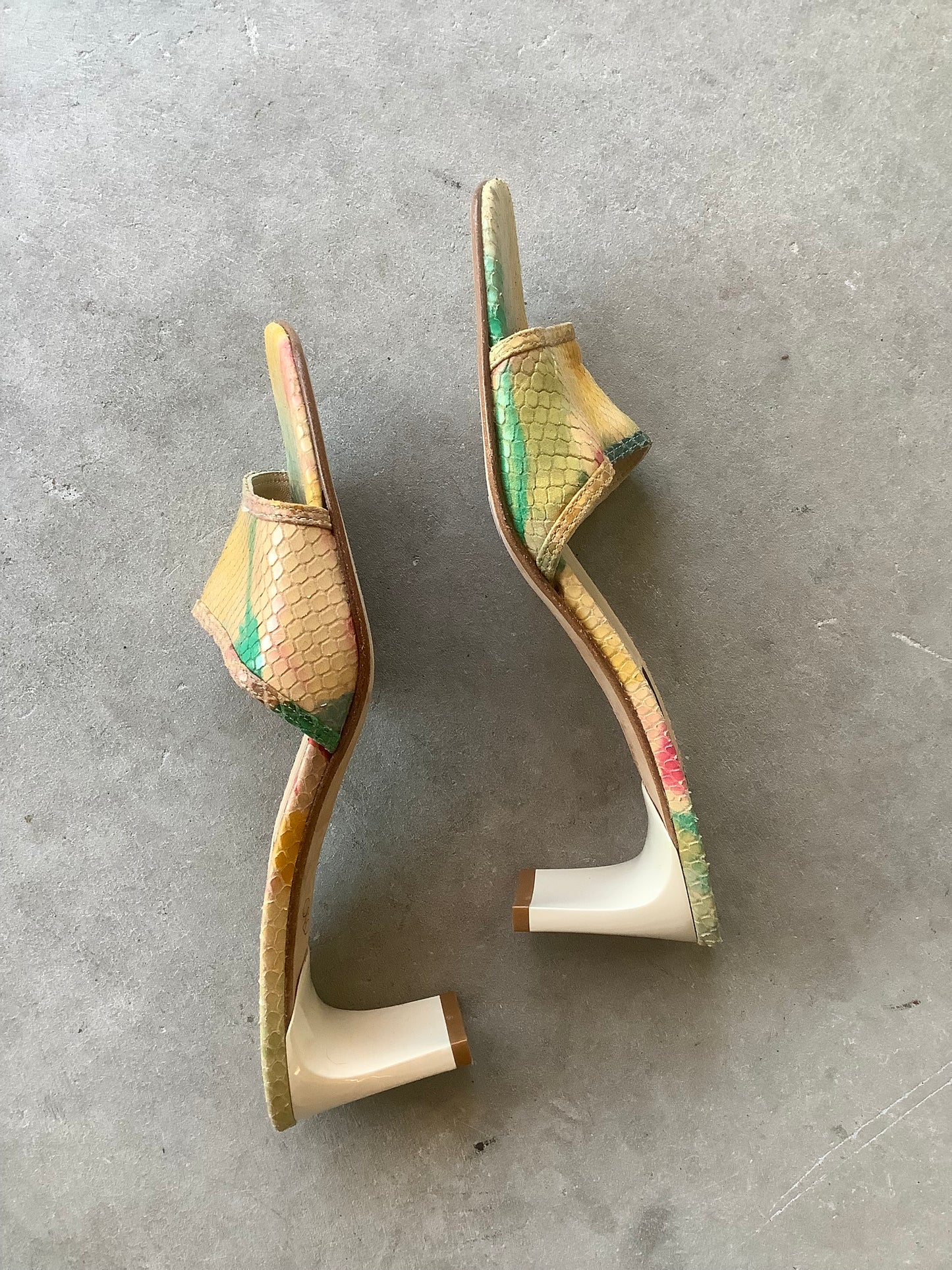 Pastel snakeskin slide heels US 6.5