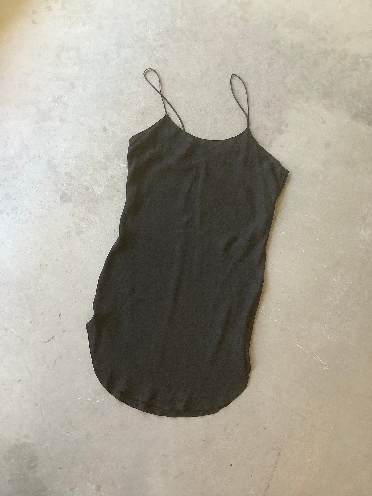 Black silk slip dress