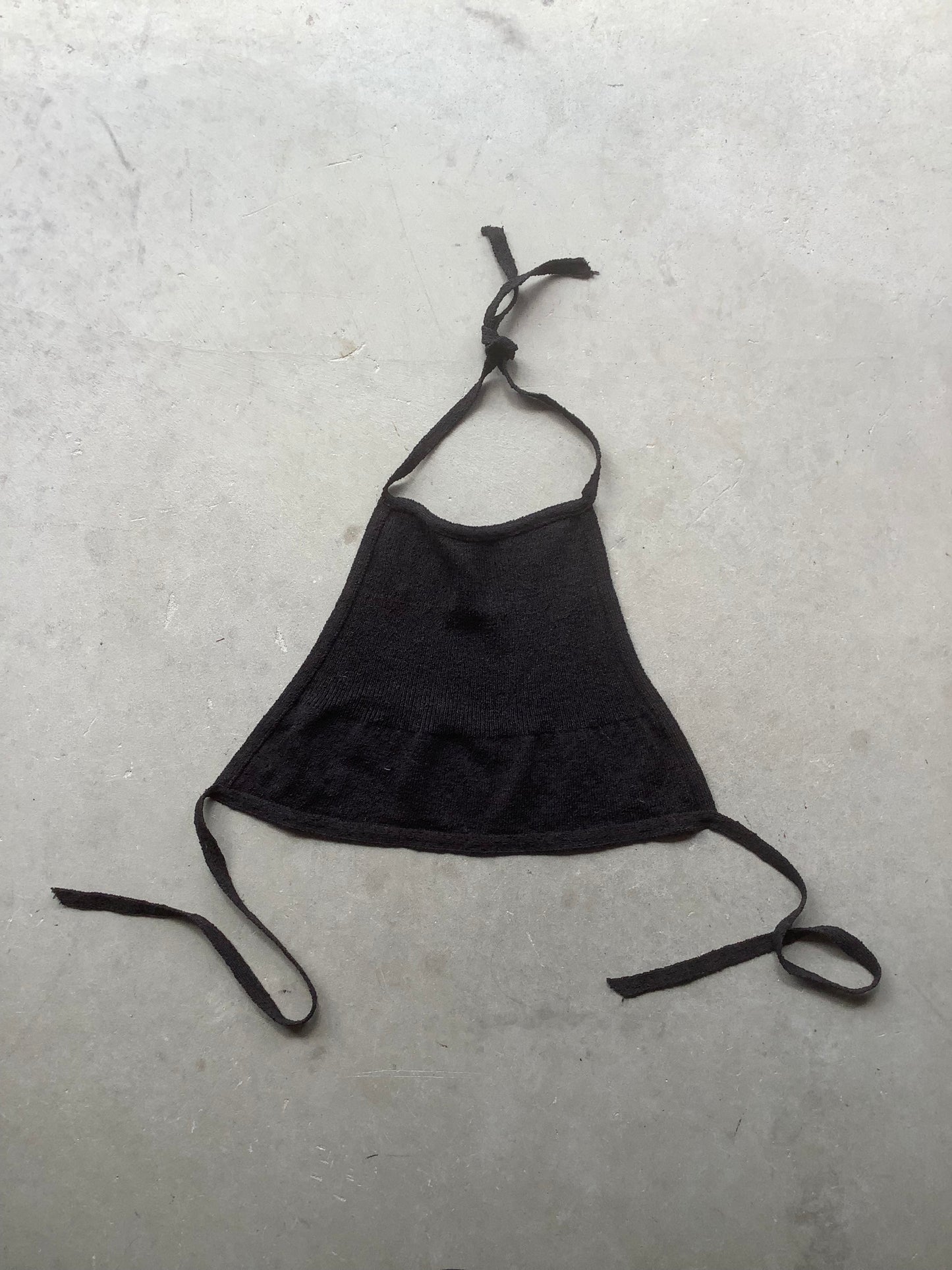 Black knit 1970s halter top