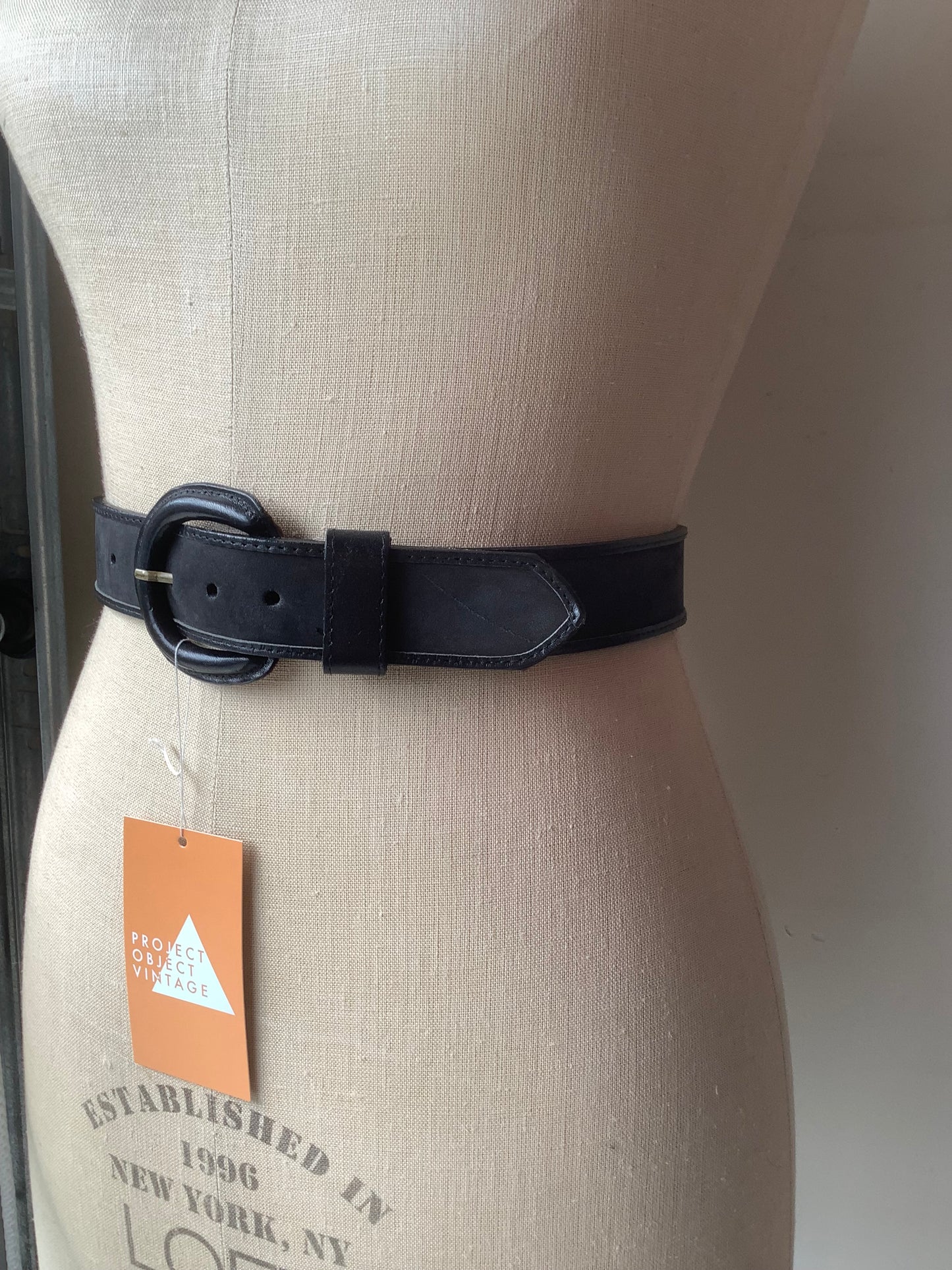 All black leather belt