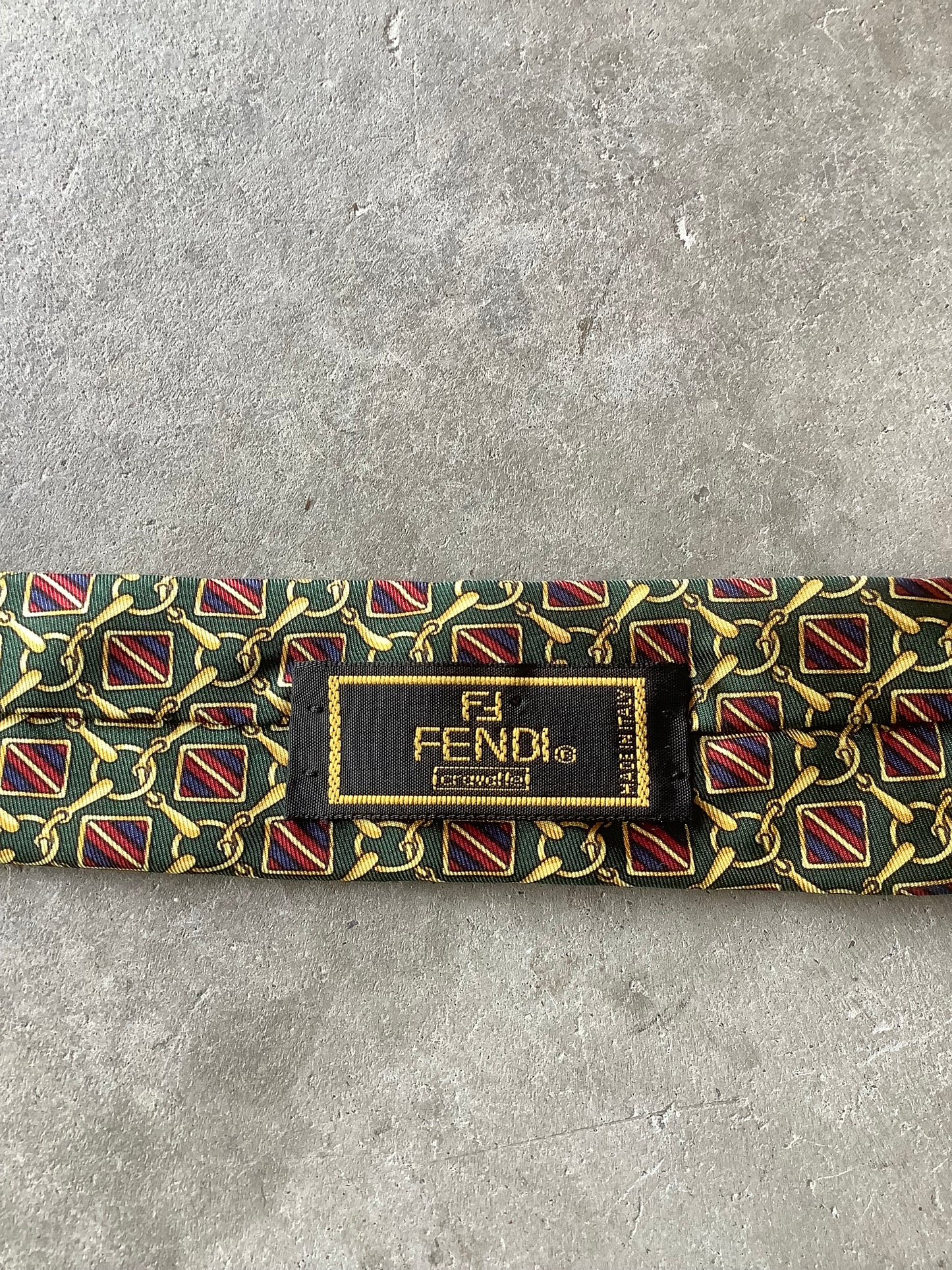 Green silk Fendi tie