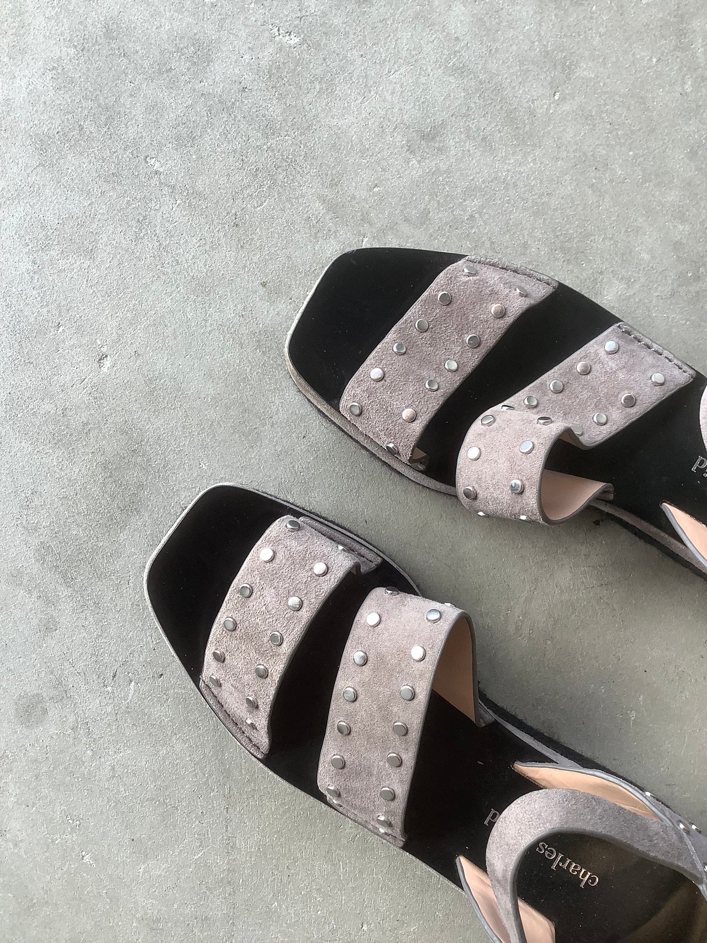 Grey suede platform sandals US 8