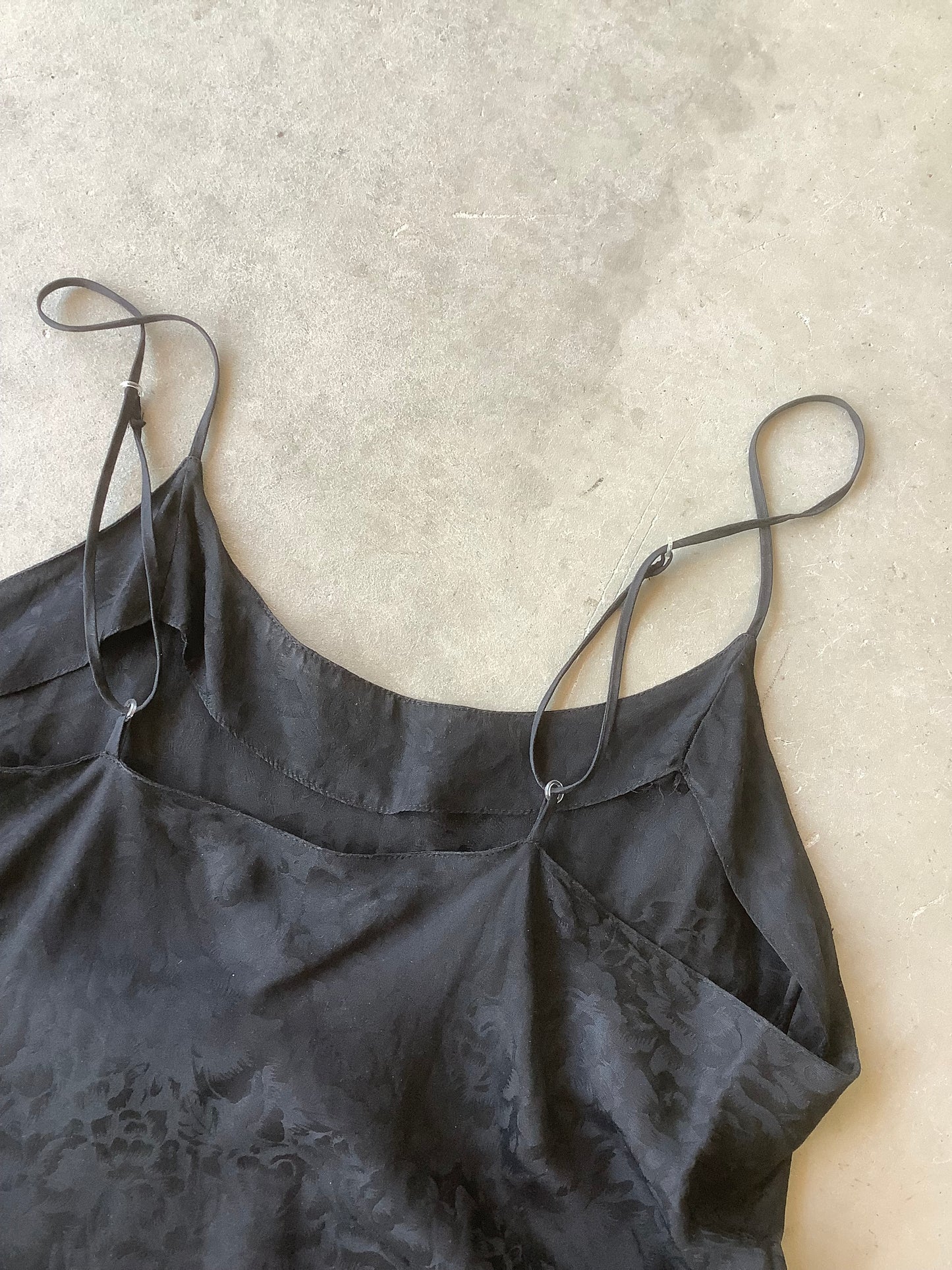Black silk slip dress