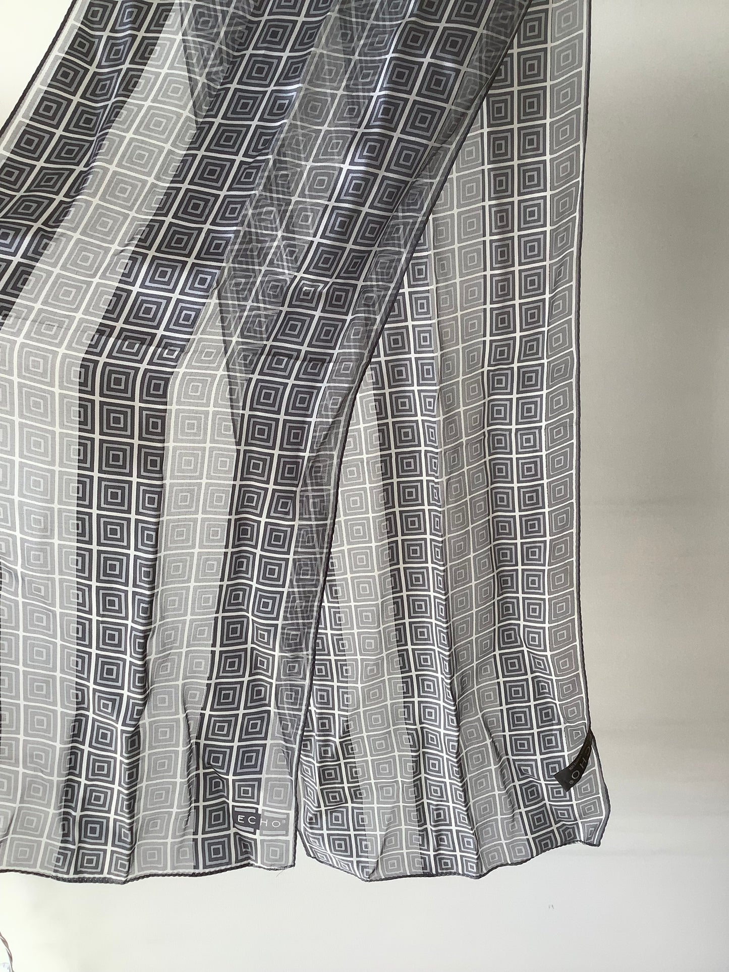 Silver silk long scarf