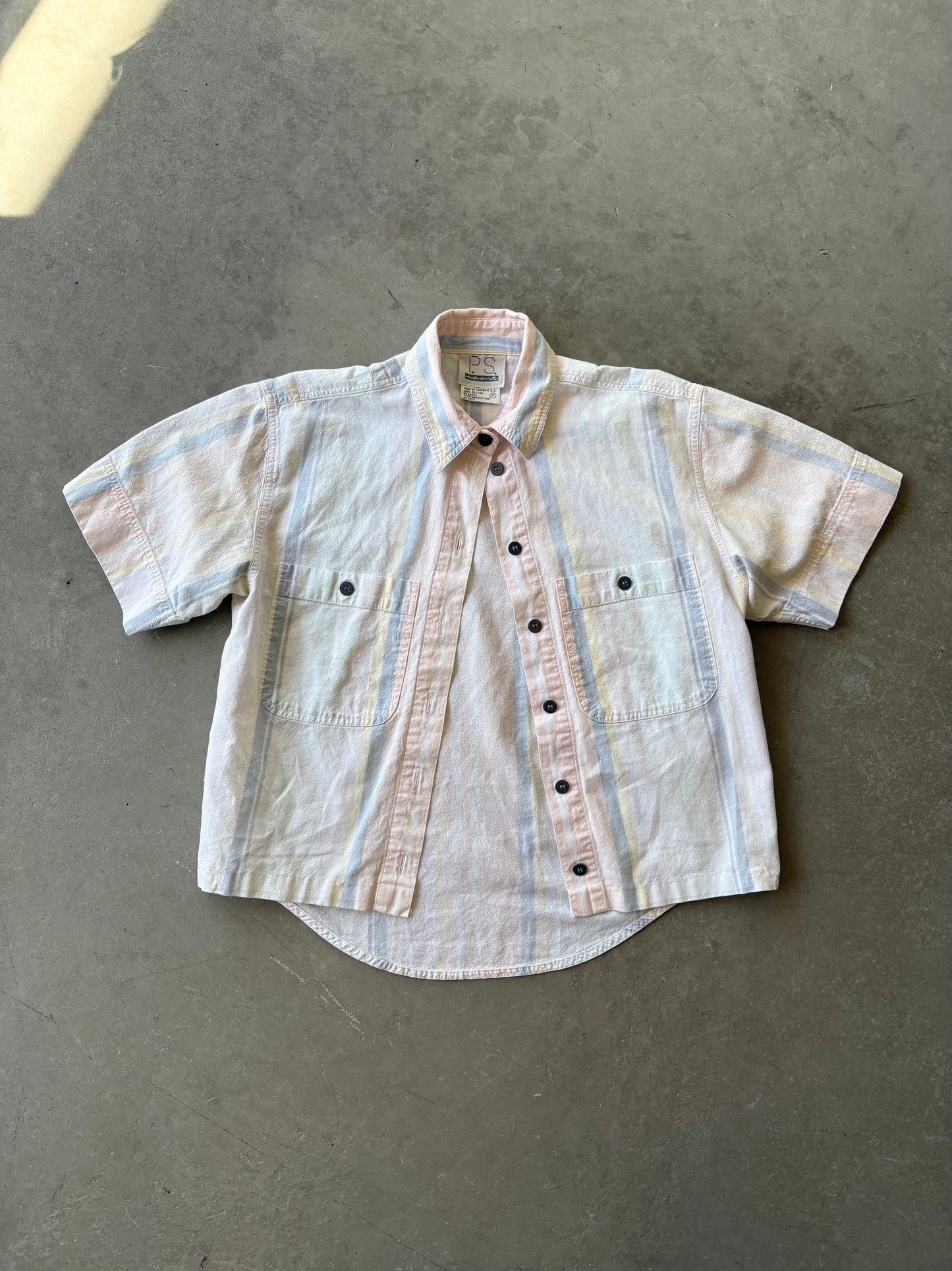 Pastel cropped button-down shirt