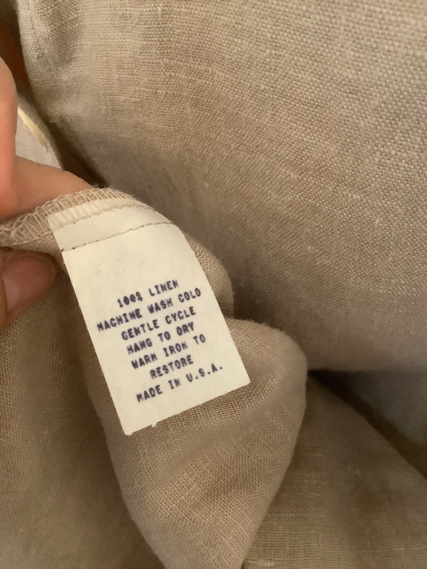 Tan linen long button-down