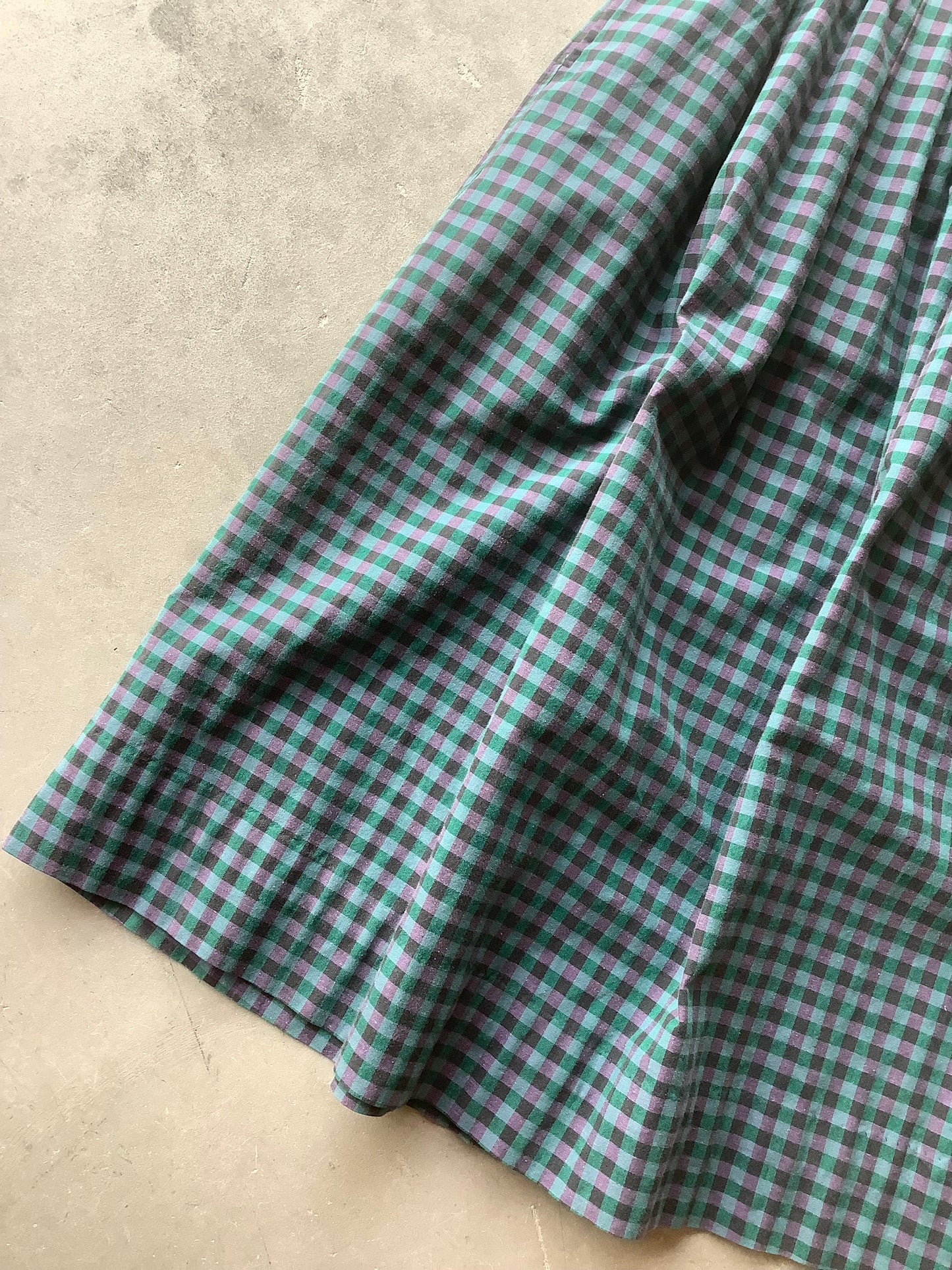 Green cotton gingham Midi skirt