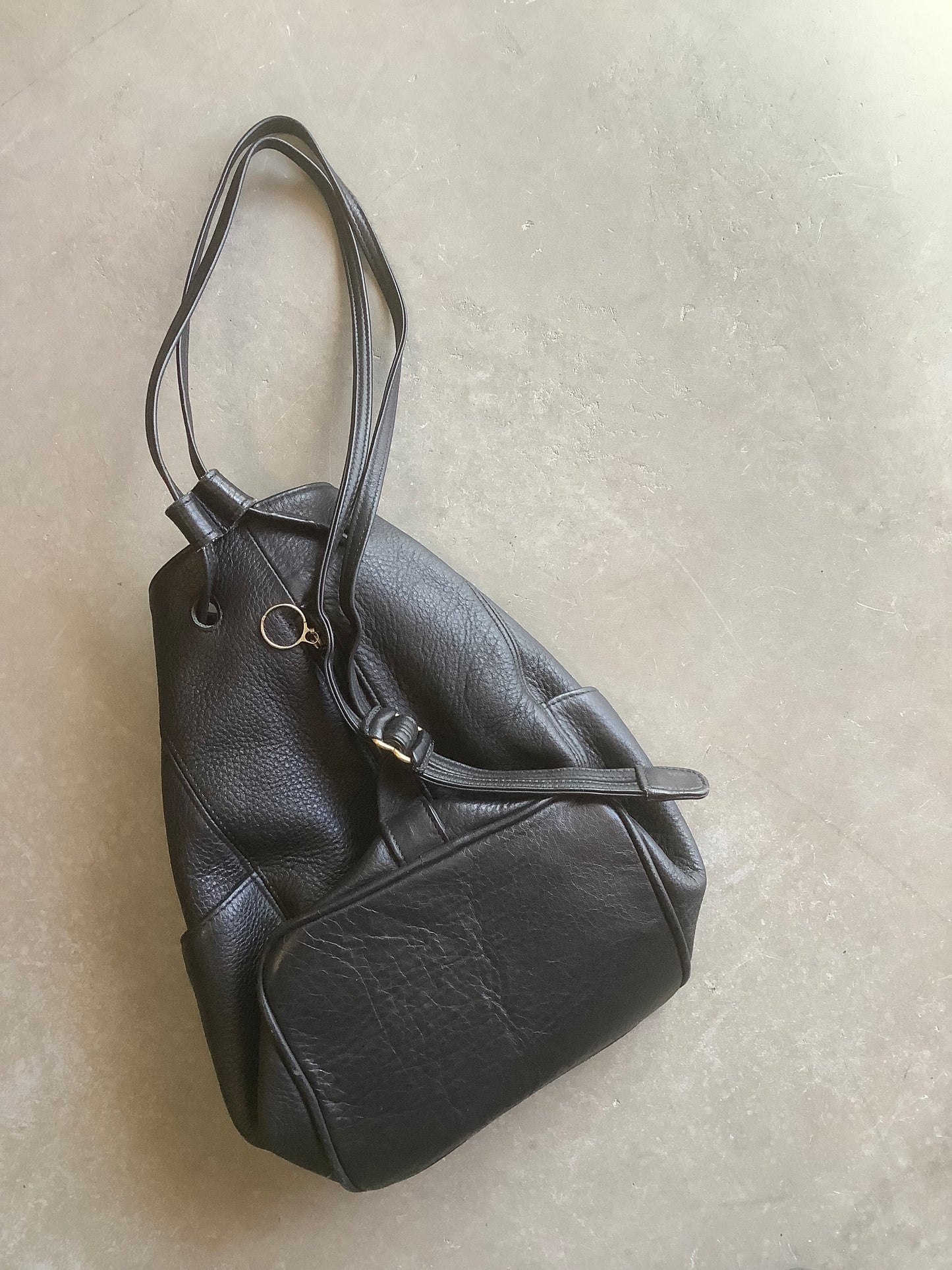 Black pebbled leather backpack
