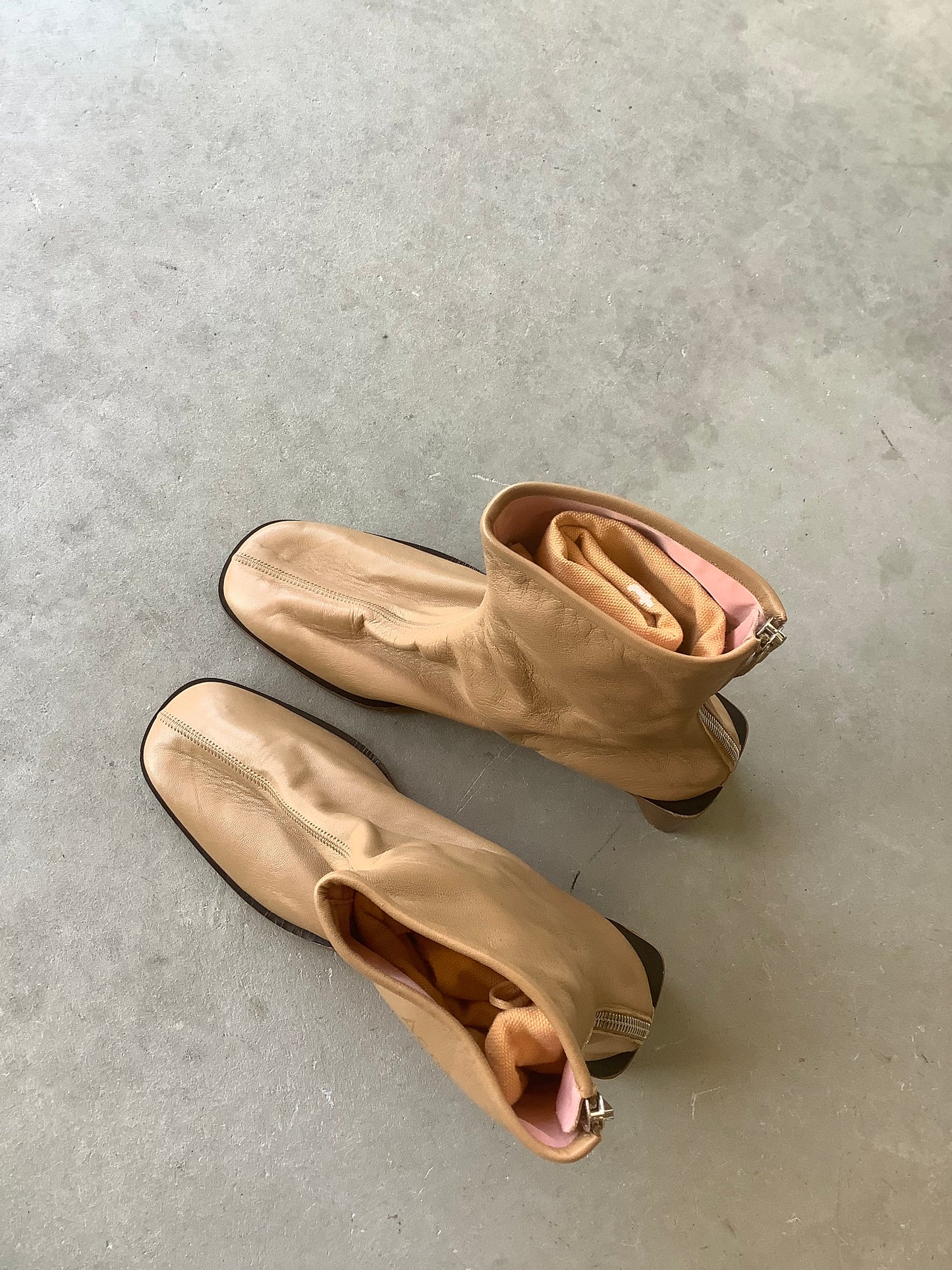 Tan Acne Studios Logo leather ankle boots EU 40