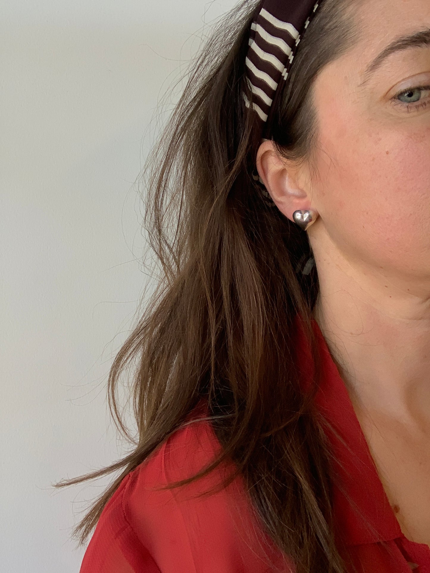 Sterling silver puffy heart earrings