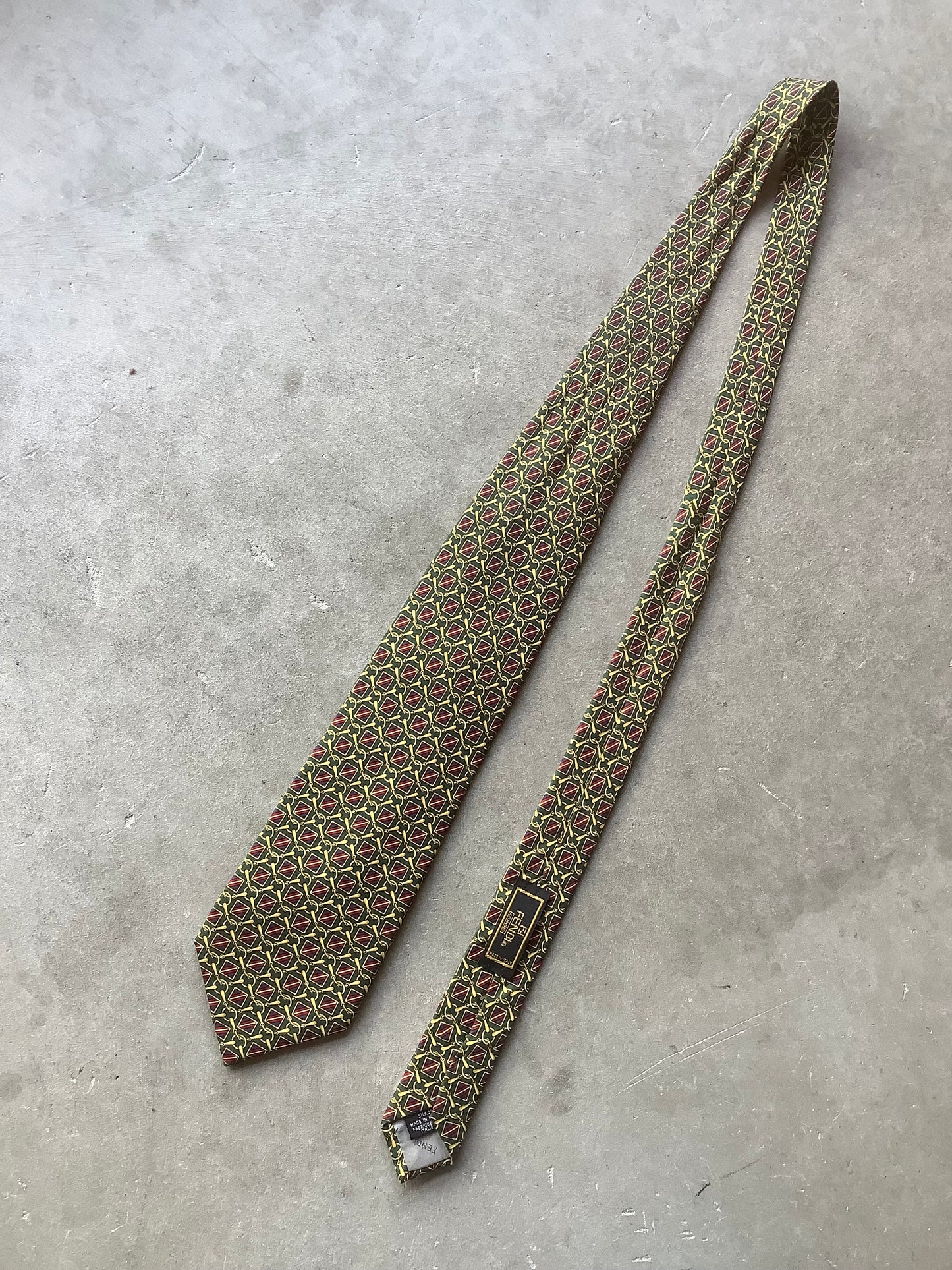 Green silk Fendi tie