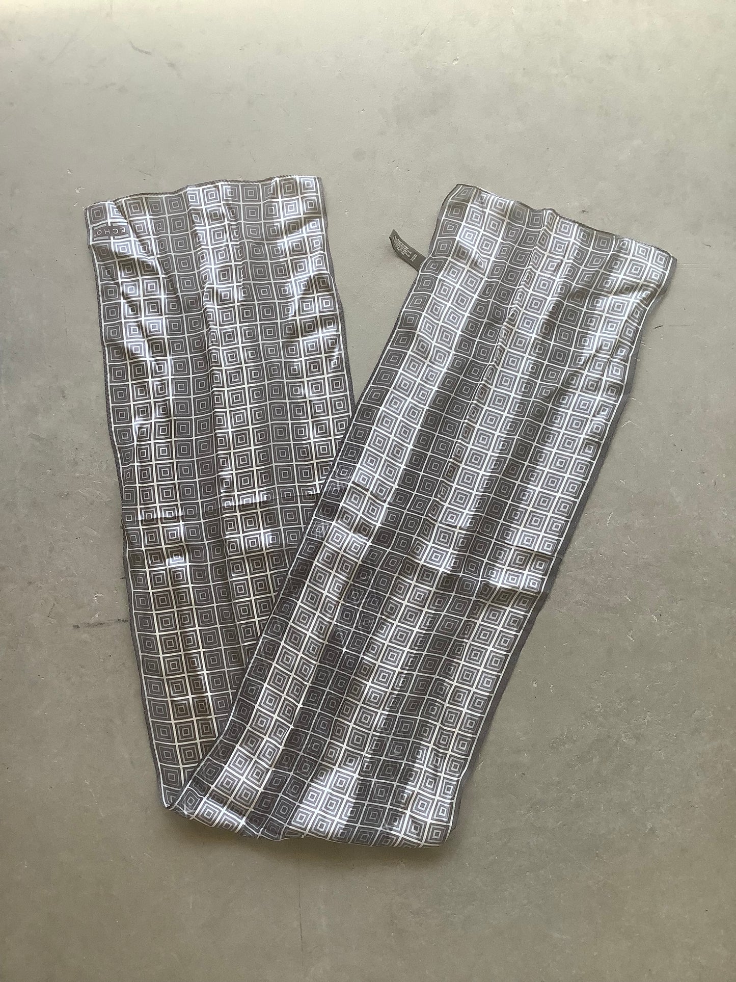 Silver silk long scarf