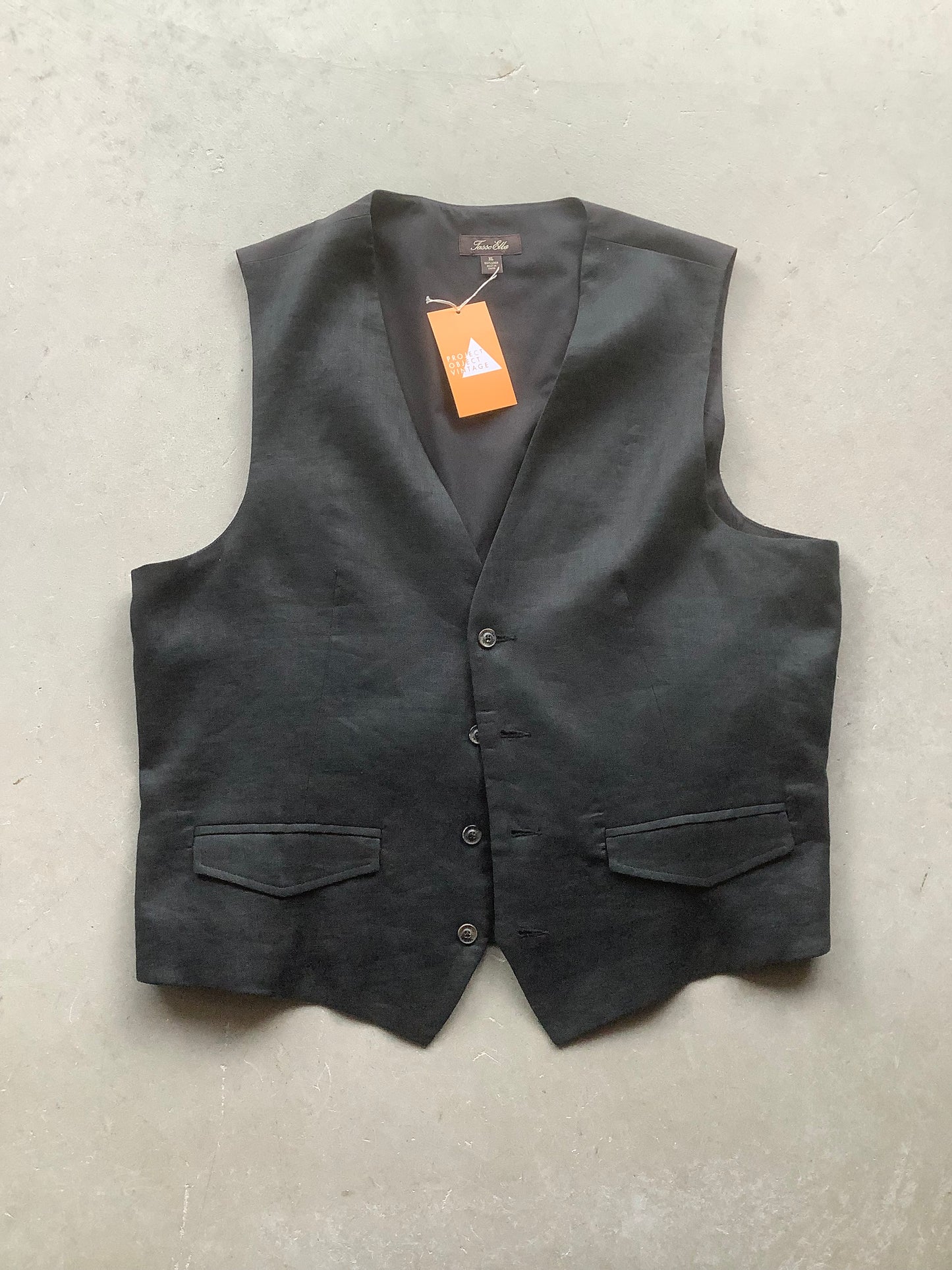 Black linen waistcoat vest