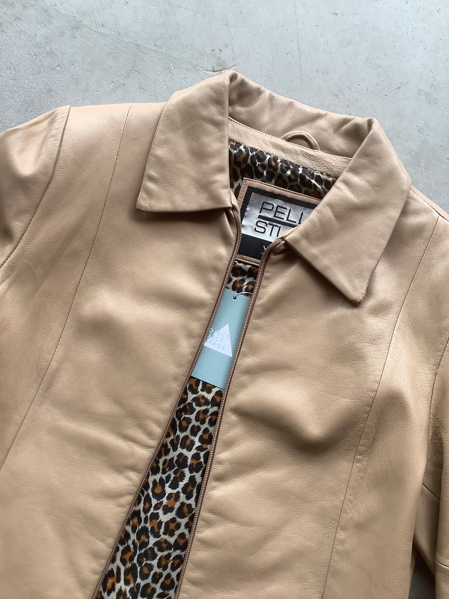 Tan Fitted leather Jacket