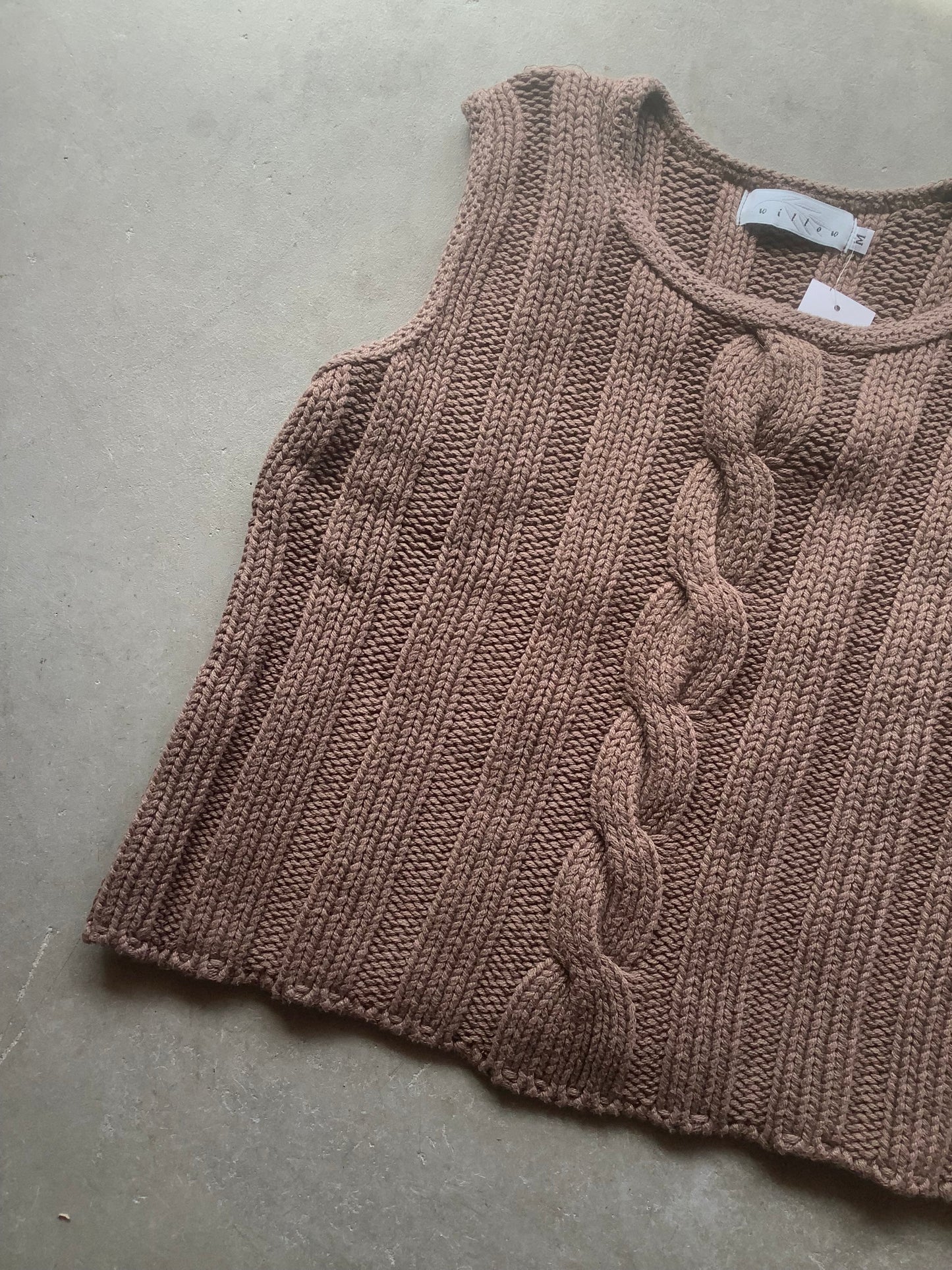 Brown cotton sweater vest