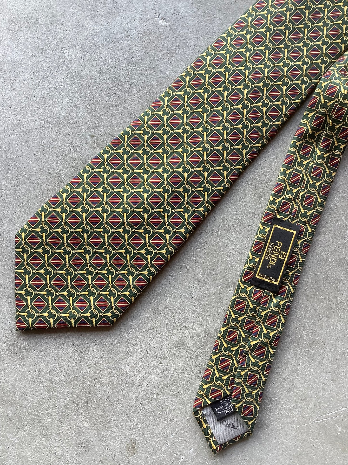 Green silk Fendi tie