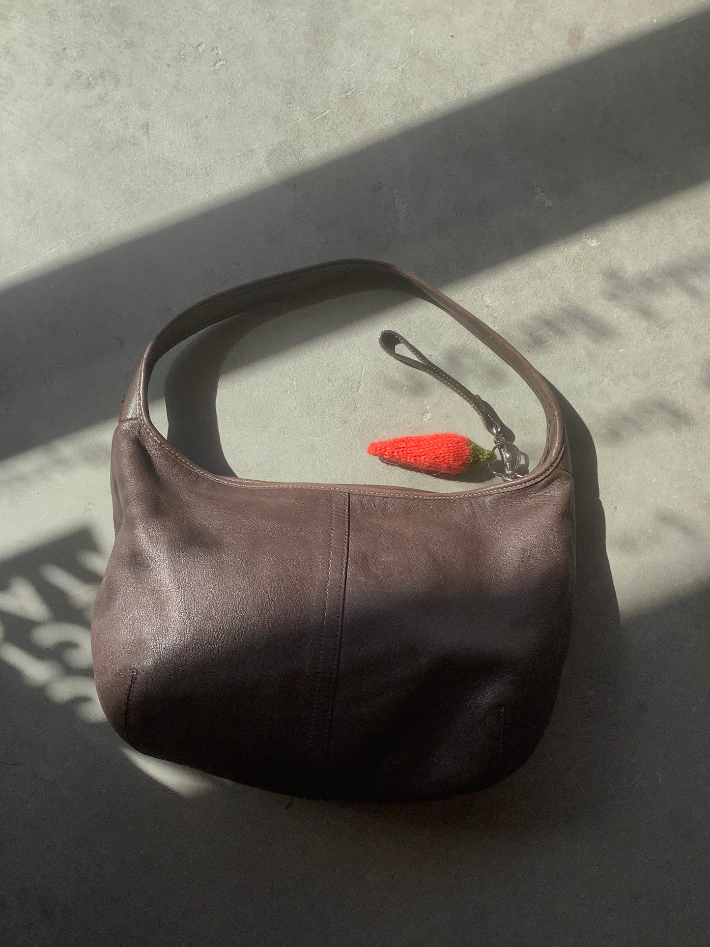 Knit chili pepper bag charm