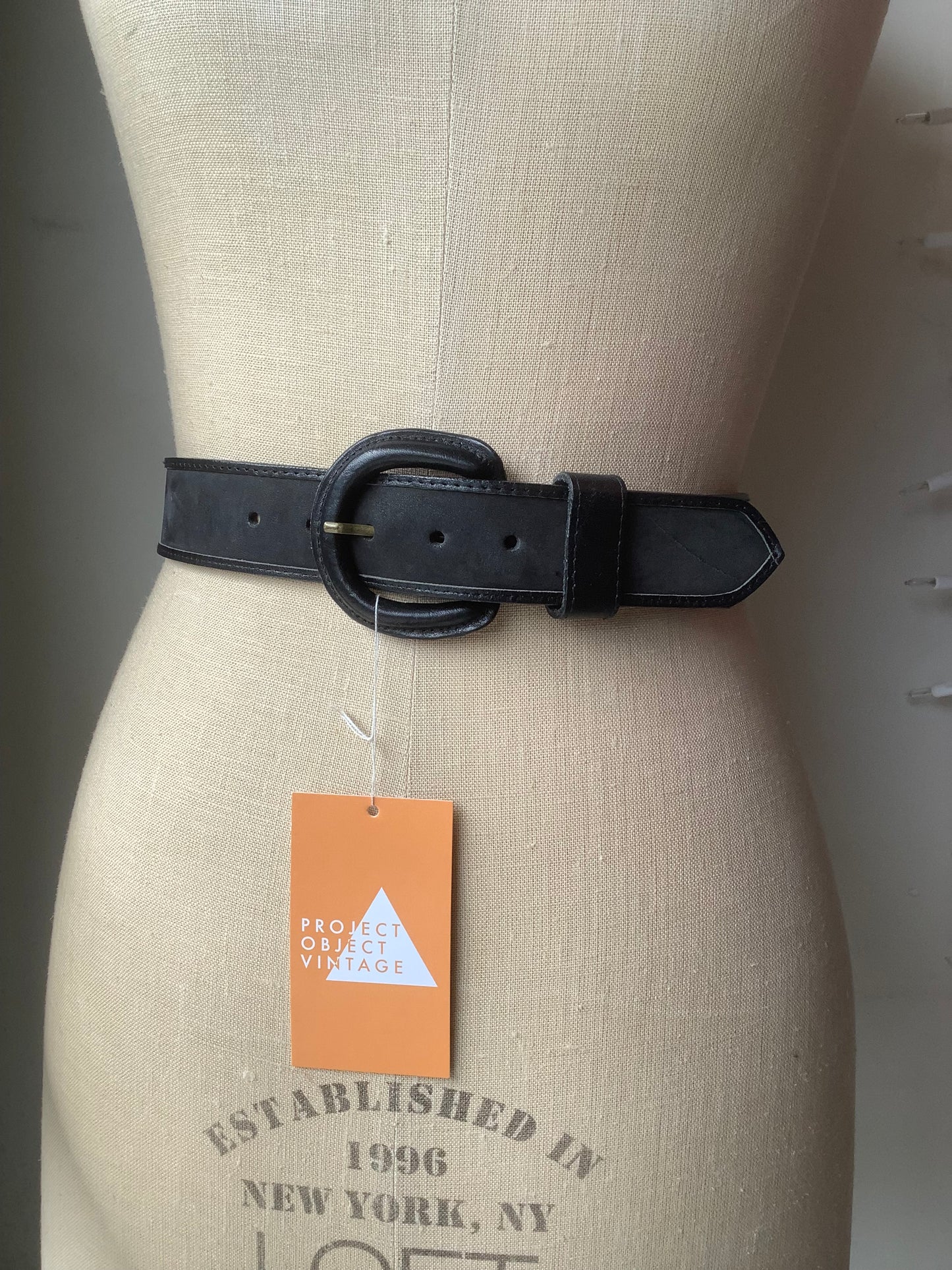 All black leather belt