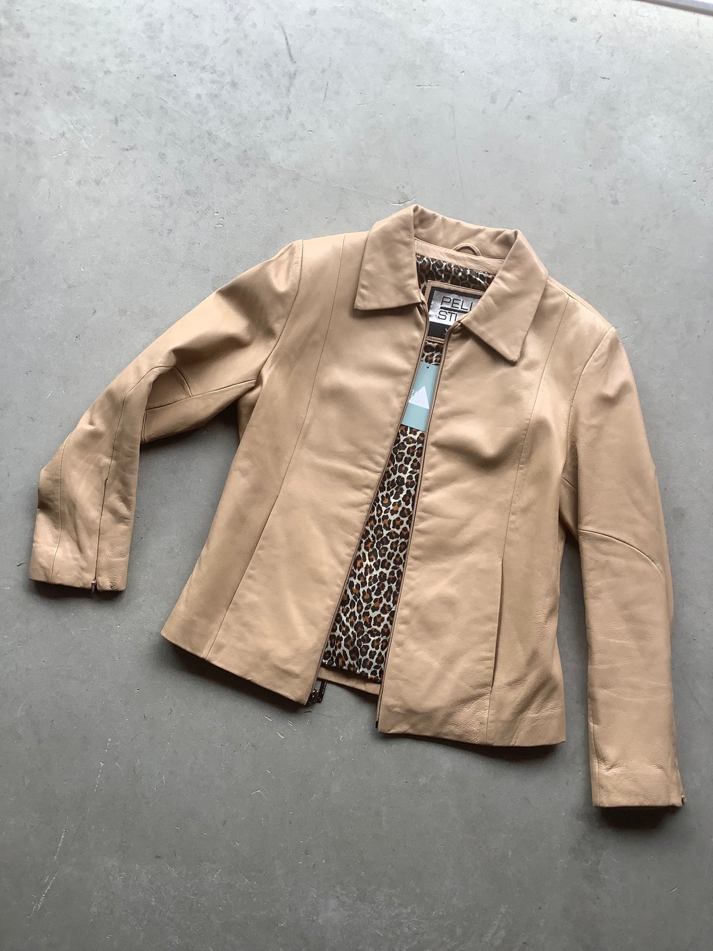 Tan Fitted leather Jacket