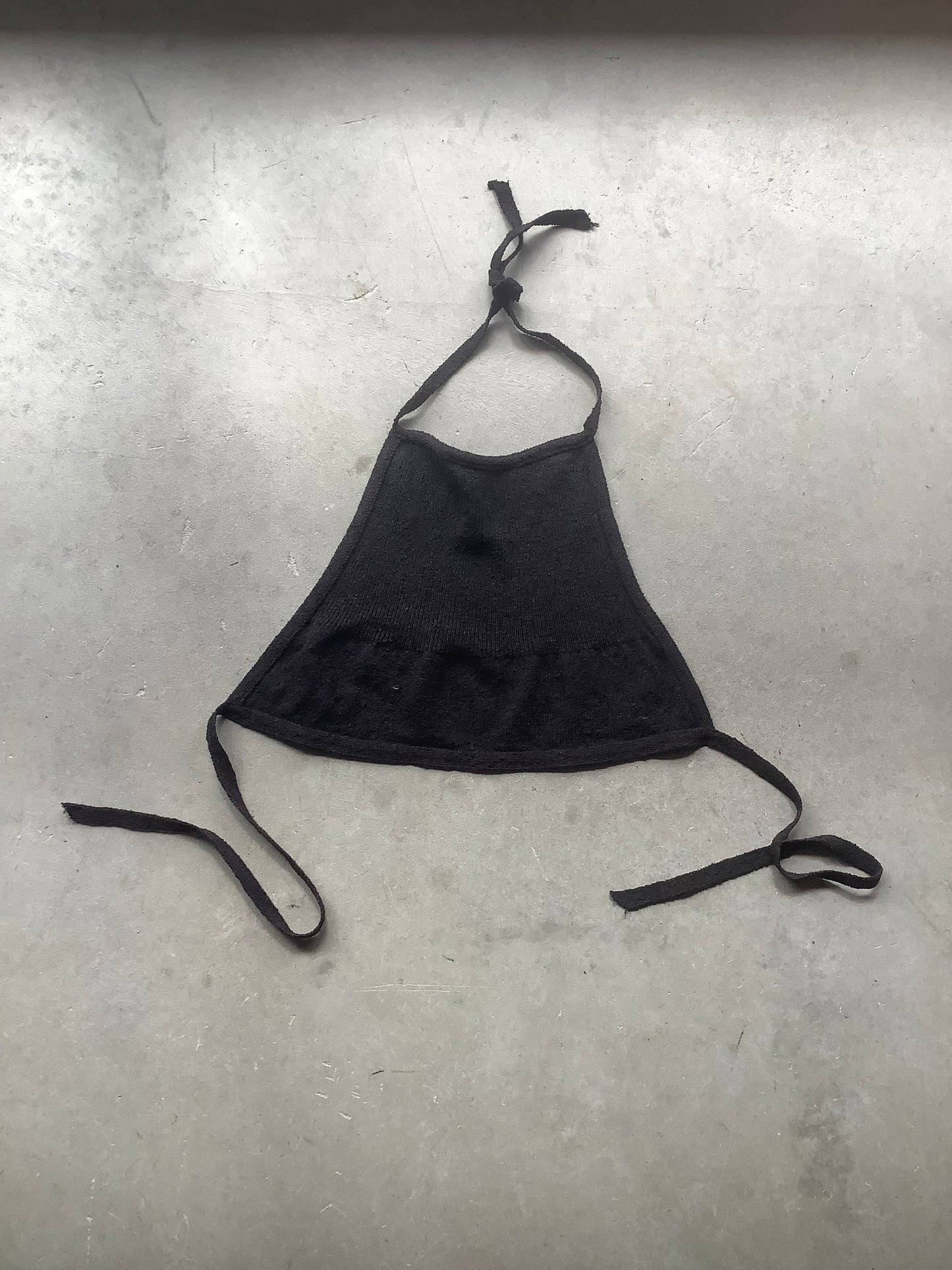 Black knit 1970s halter top