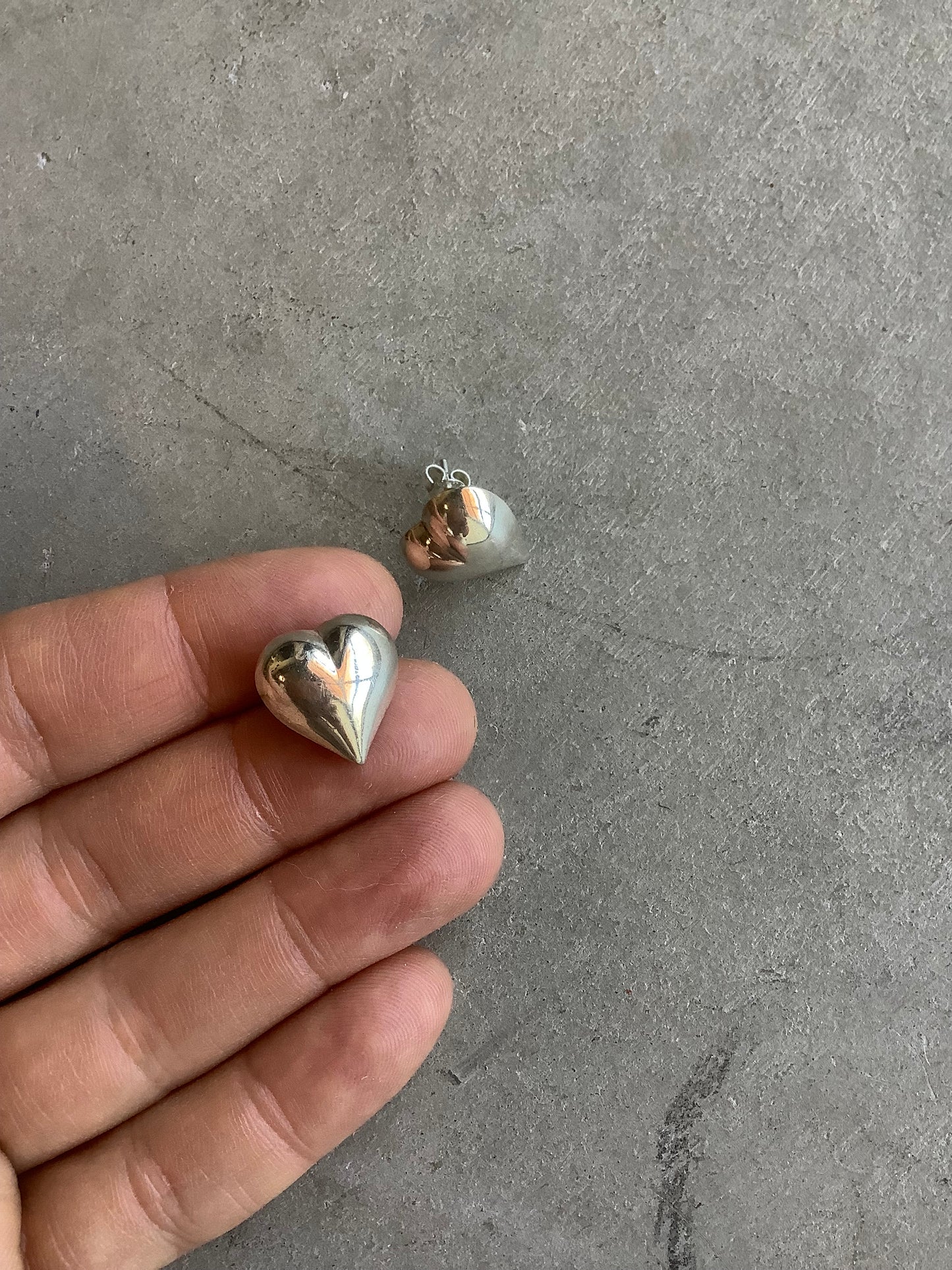 Sterling silver puffy heart earrings