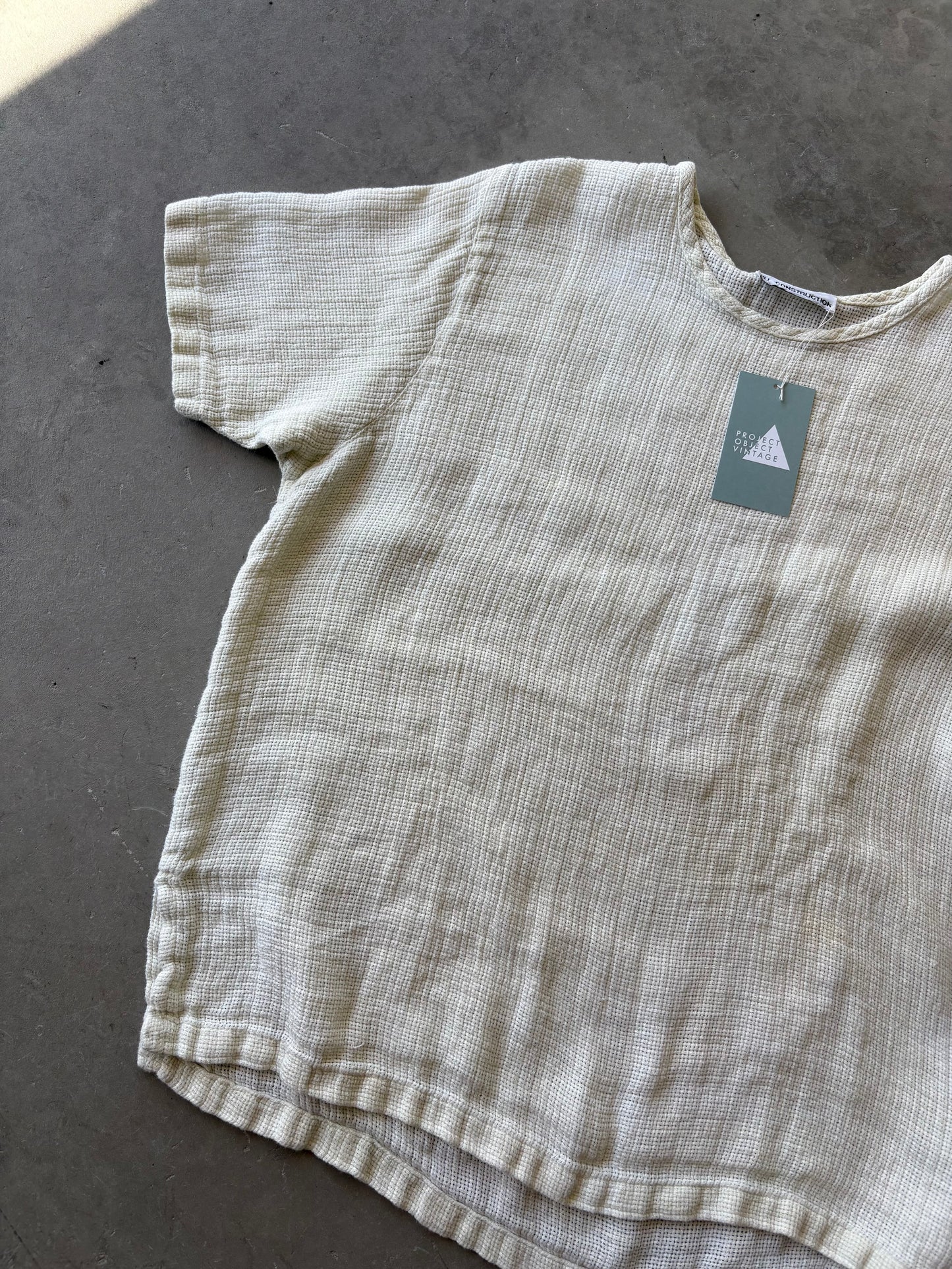 Cream loose weave linen tee