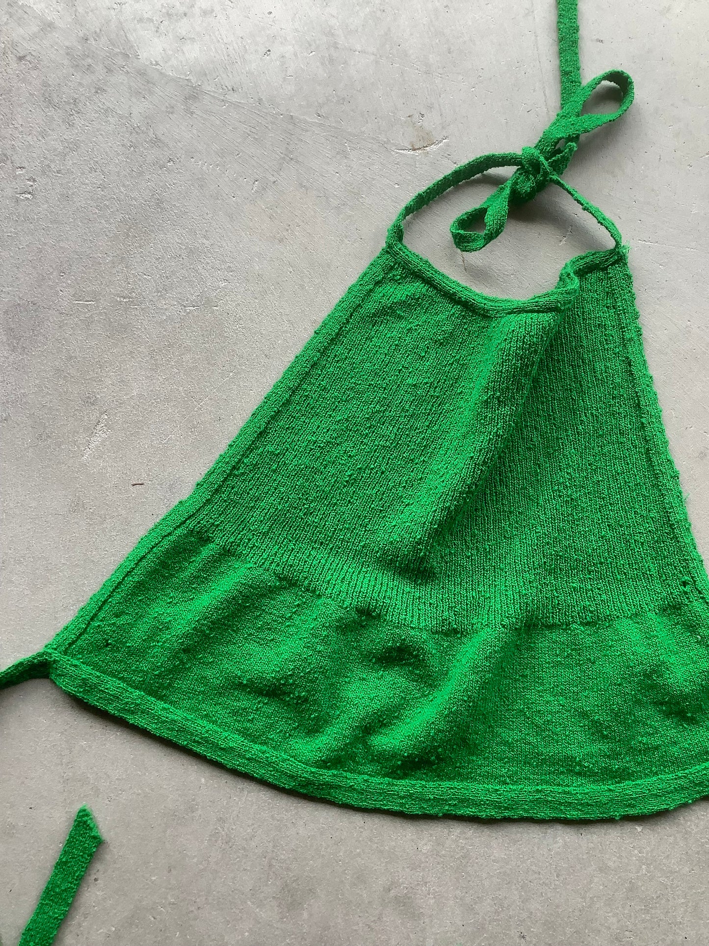 Green knit 1970s halter top