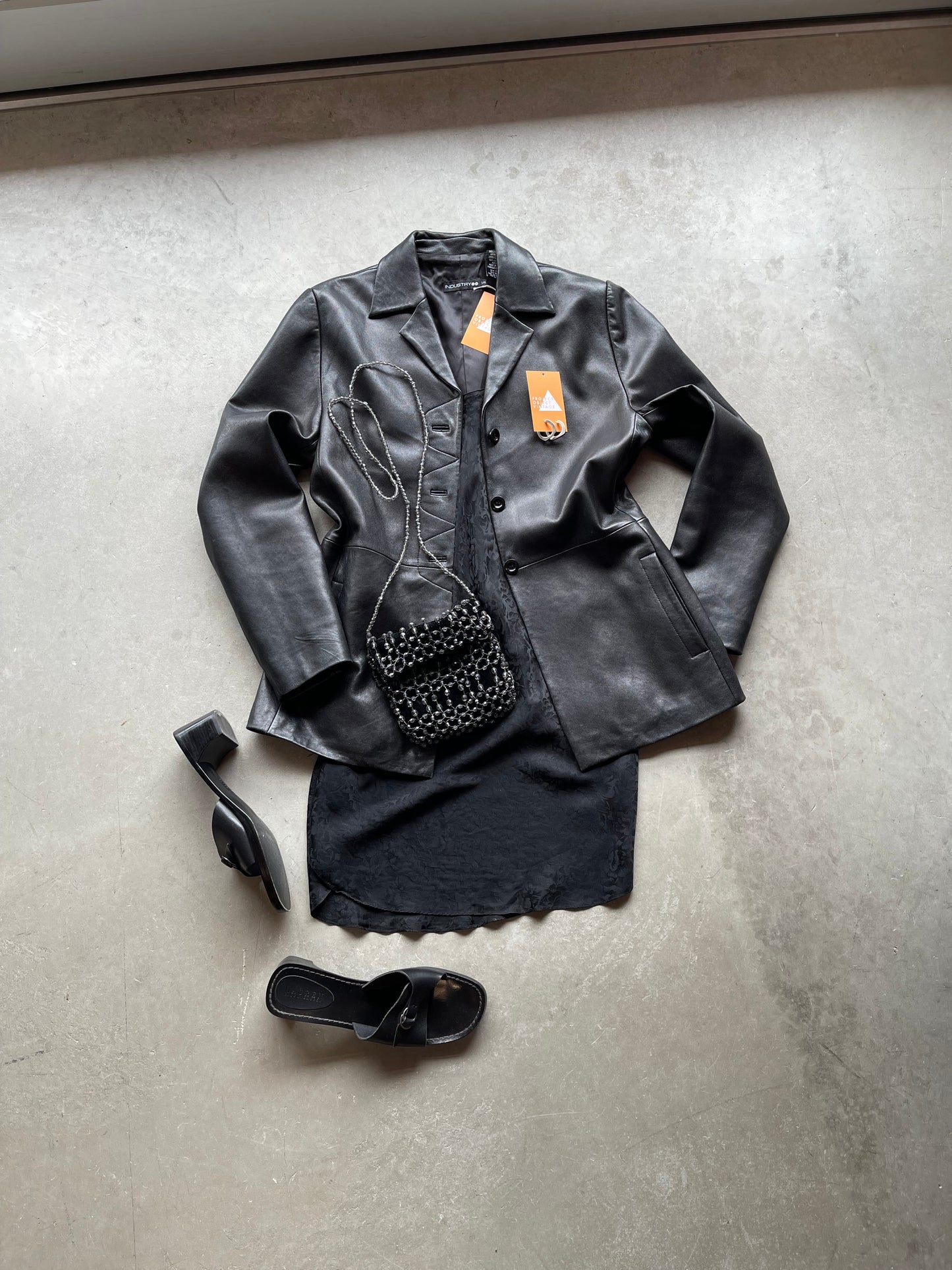 Black silk slip dress