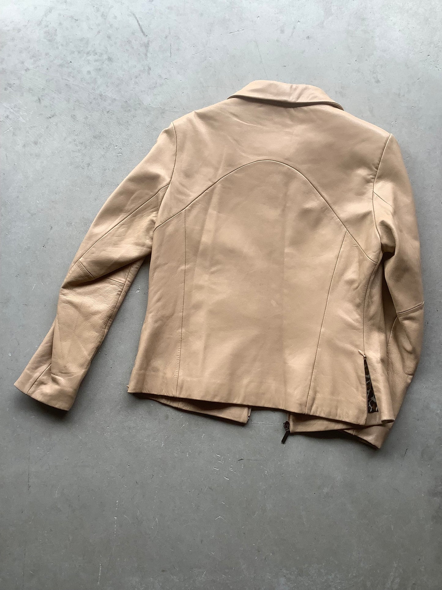 Tan Fitted leather Jacket