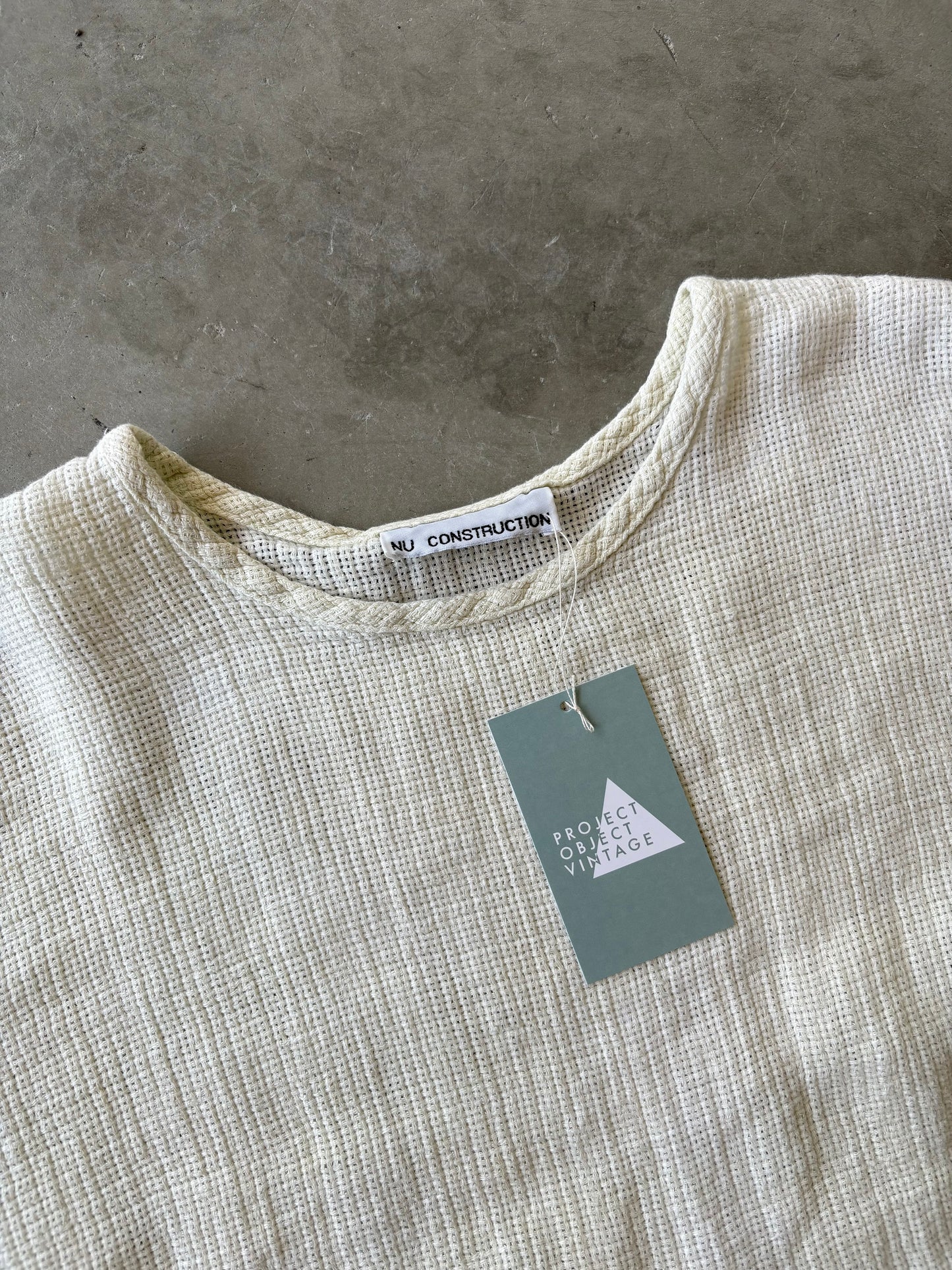 Cream loose weave linen tee