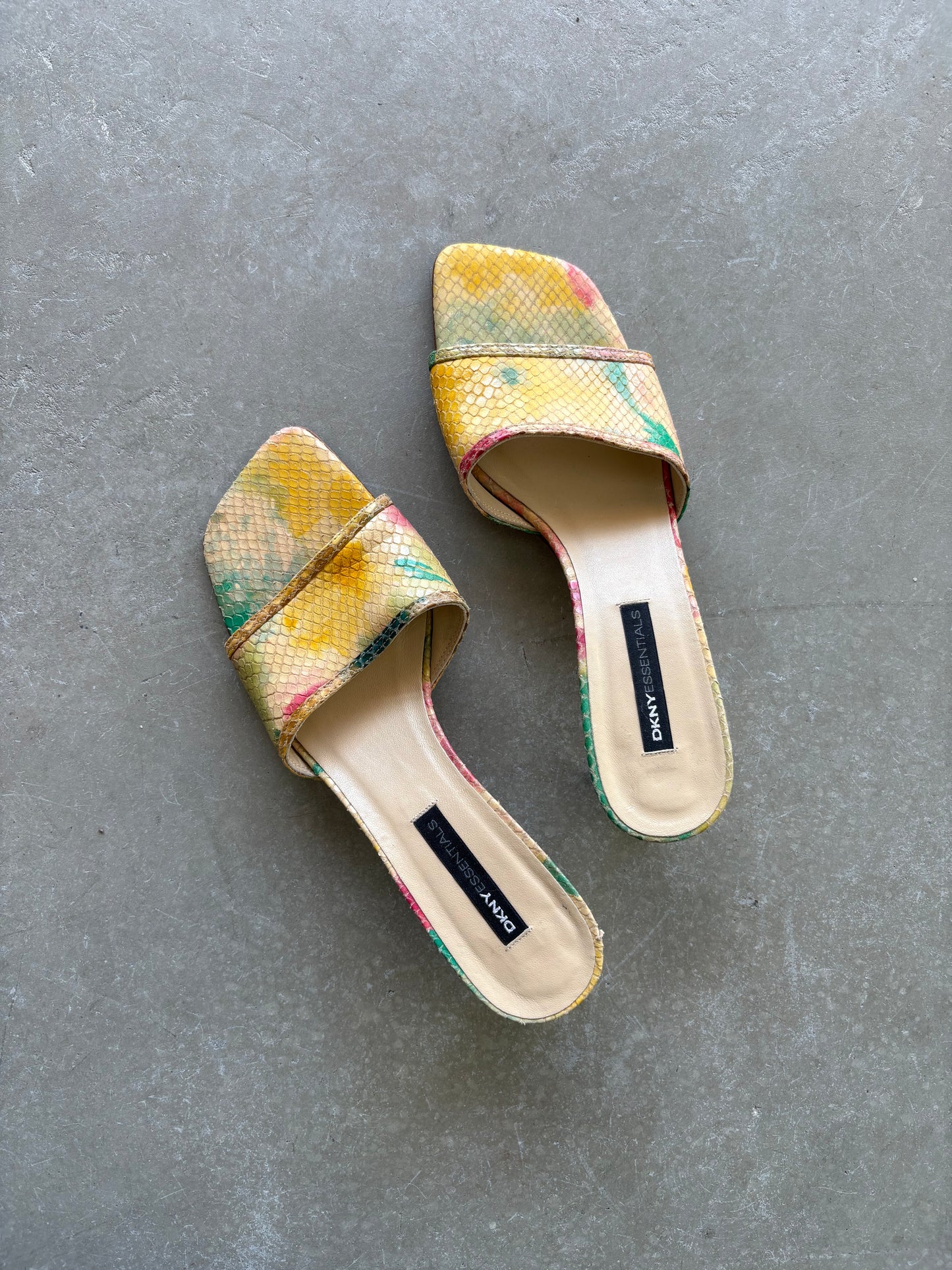 Pastel snakeskin slide heels US 6.5